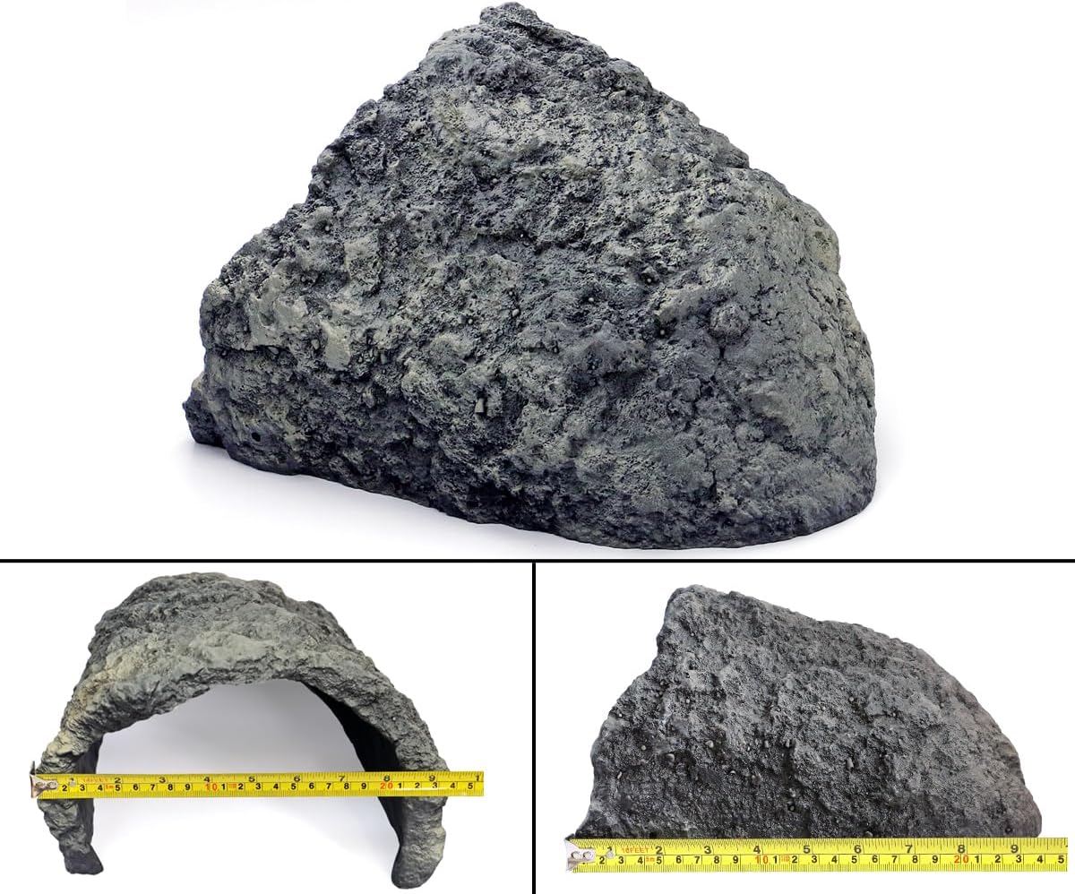 Rock Cave Habitat Hidden for Reptile and Amphibians.Terrarium & Aquarium Decor, Reptile hideout Hide Cave, Perfect for Bearded Dragons,Lizards,Snakes,Turtles,Geckos,Tortoises,Small Animals -Large Size