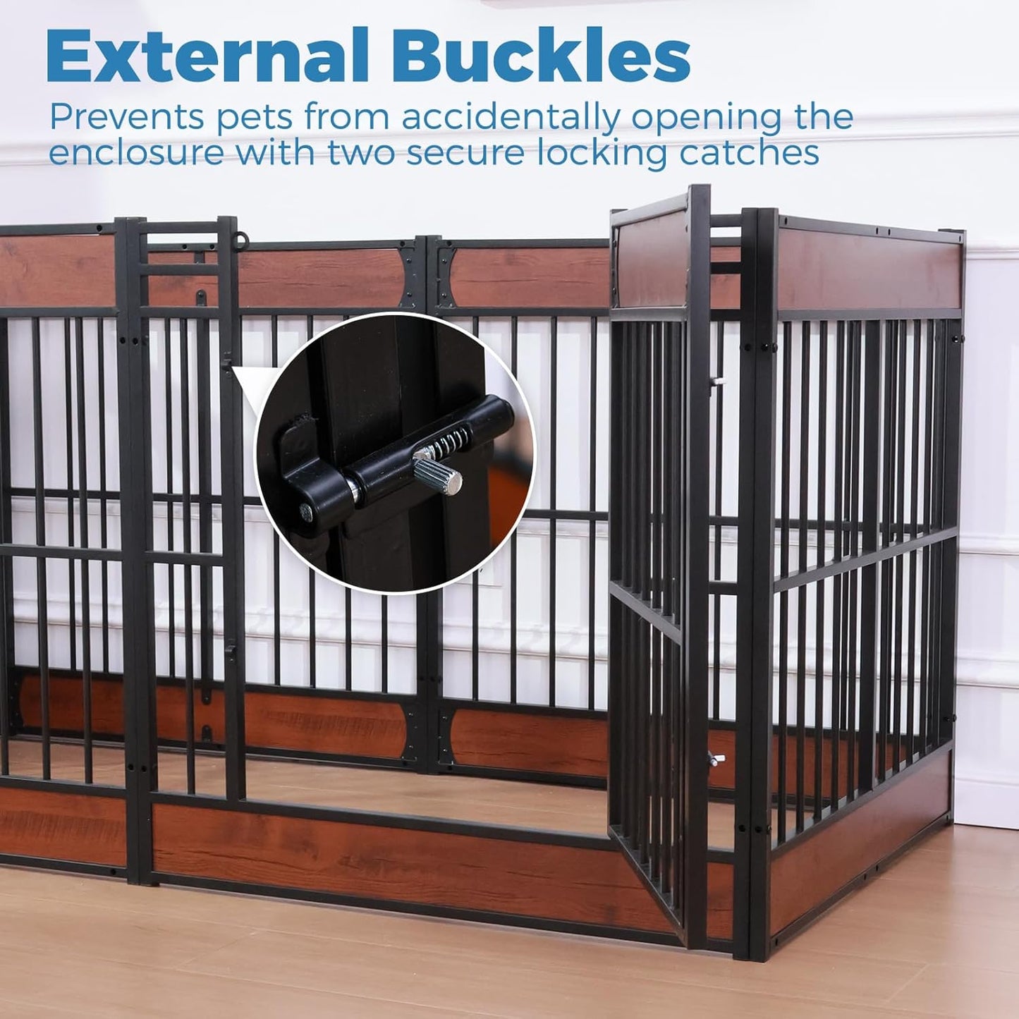 Dog Playpen, 35.4" Height Dog Pen Indoor, Heavy Duty, Safe and Sturdy, Furniture Style Puppy Pen (12 Panels (35.4" High), Mahogany)