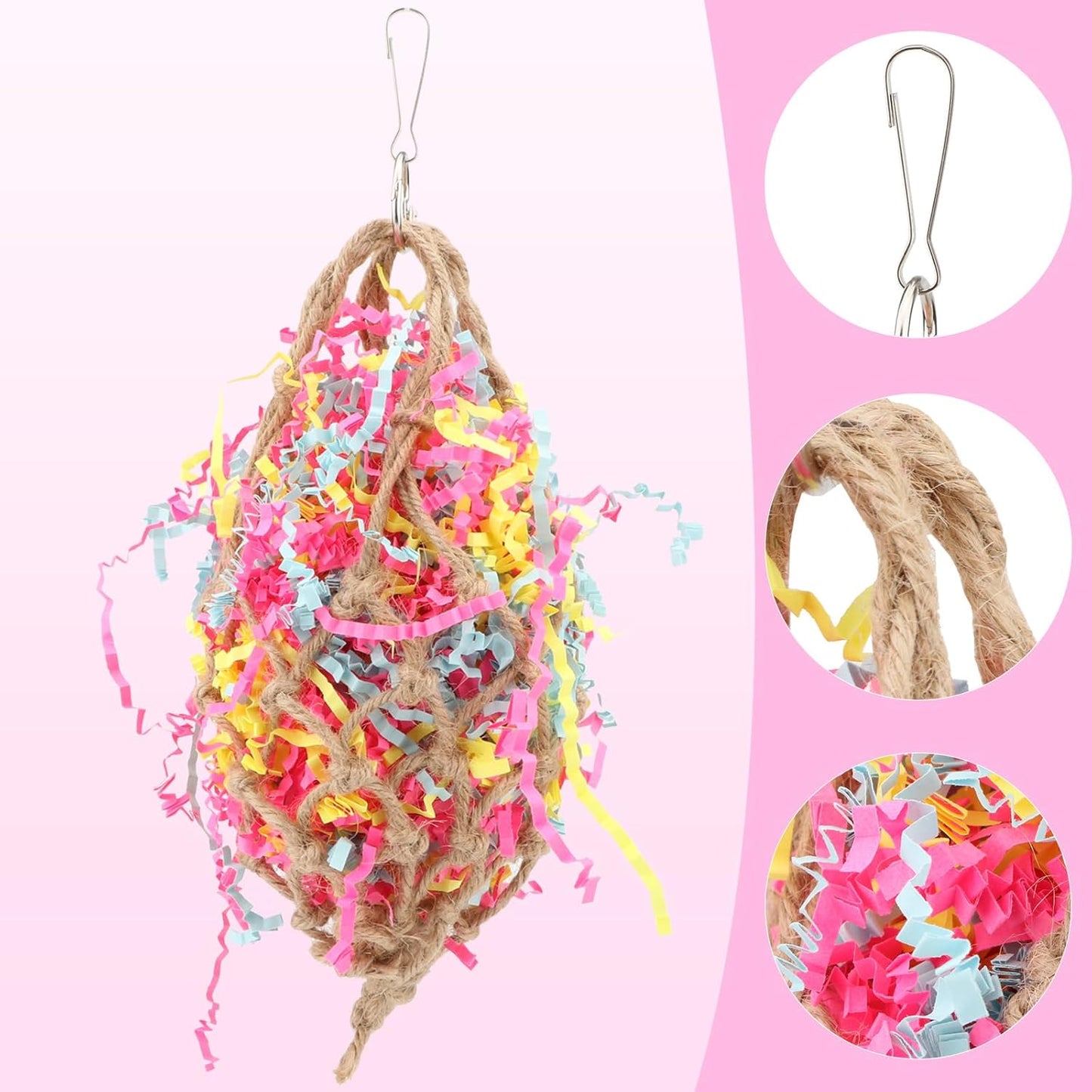 Hypeety Bird Chew Toy Bird Toy Foraging Shredding Climbing Hanging Toy for Parrot Parakeet Cockatiel Conure Cockatoo African Grey Cage Supply Accessories