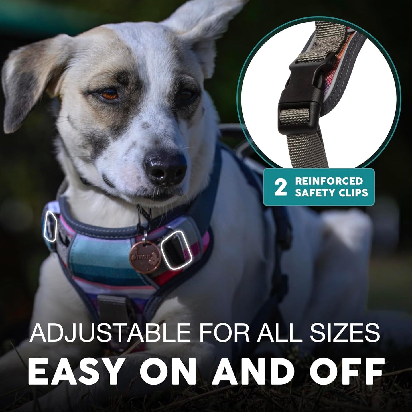 Embark Adventure Dog Harness, Reflective Trim XL Dog Harness for Extra Large Dogs No Pull - Military Grade Nylon, 2 Leash Clips & Gel Lined Handle. Soft & Padded Puppy Dog Harnesses for Any Breed