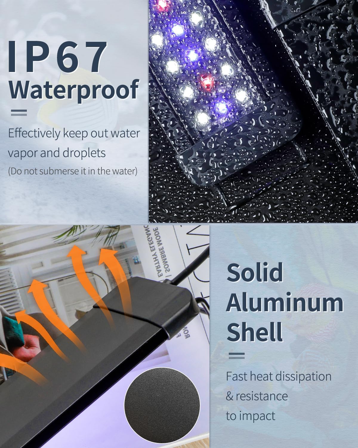 Pawfly 6 W Terrarium Light for 6" to 10" Terrariums Extendable Reptile Tank Light with Full Spectrum Brilliant White Blue Red Lights with Day & Night Modes and Adjustable Brightness