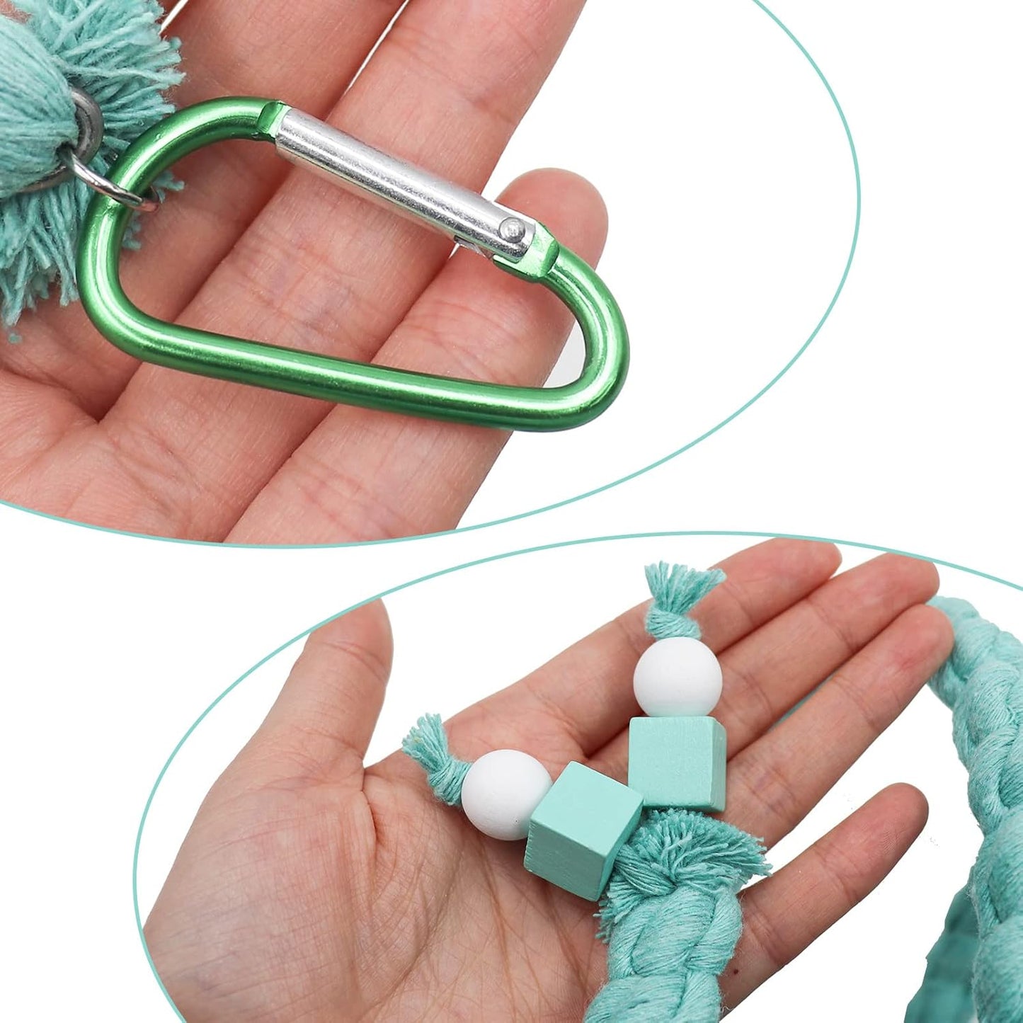 Dnoifne Bird Spiral Rope Perch, Blue Cotton Rope Perch for Parrot, Parakeet, Budgie, Lovebird, Cockatiel