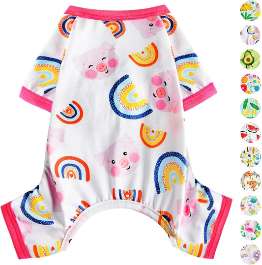 Dog Pajamas Pjs Spring Summer Dog Clothes for Small Dogs Girl - Boy - Medium Size Dogs, Soft Stretchy Puppy Clothes Doggie Onesies Cat Pet Jammies Outfit (Pig Pink, Medium)