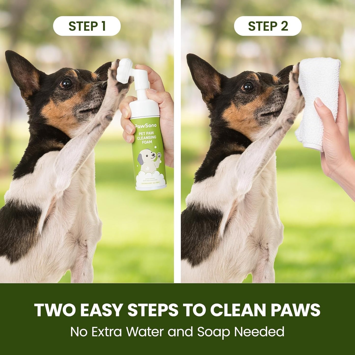 Paw Cleaner for Dogs & Cats, No-Rinse Foaming Pet Foot Washer with Built-in Scrubber Brush for Dirty, Muddy Paws – Suitable for Small, Medium & Large Dogs, Puppies, Kittens (5 fl oz)