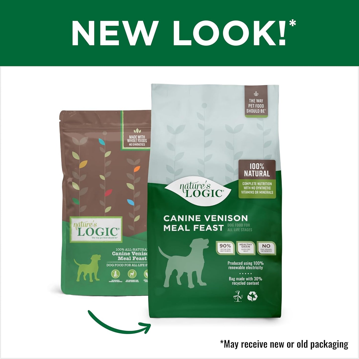 NATURE'S LOGIC Dry Dog Food - 100% Natural - No Synthetics - for All Ages, Sizes, Breeds - Free from Common Allergens, High Protein - Venison Meal Feast, 25lbs