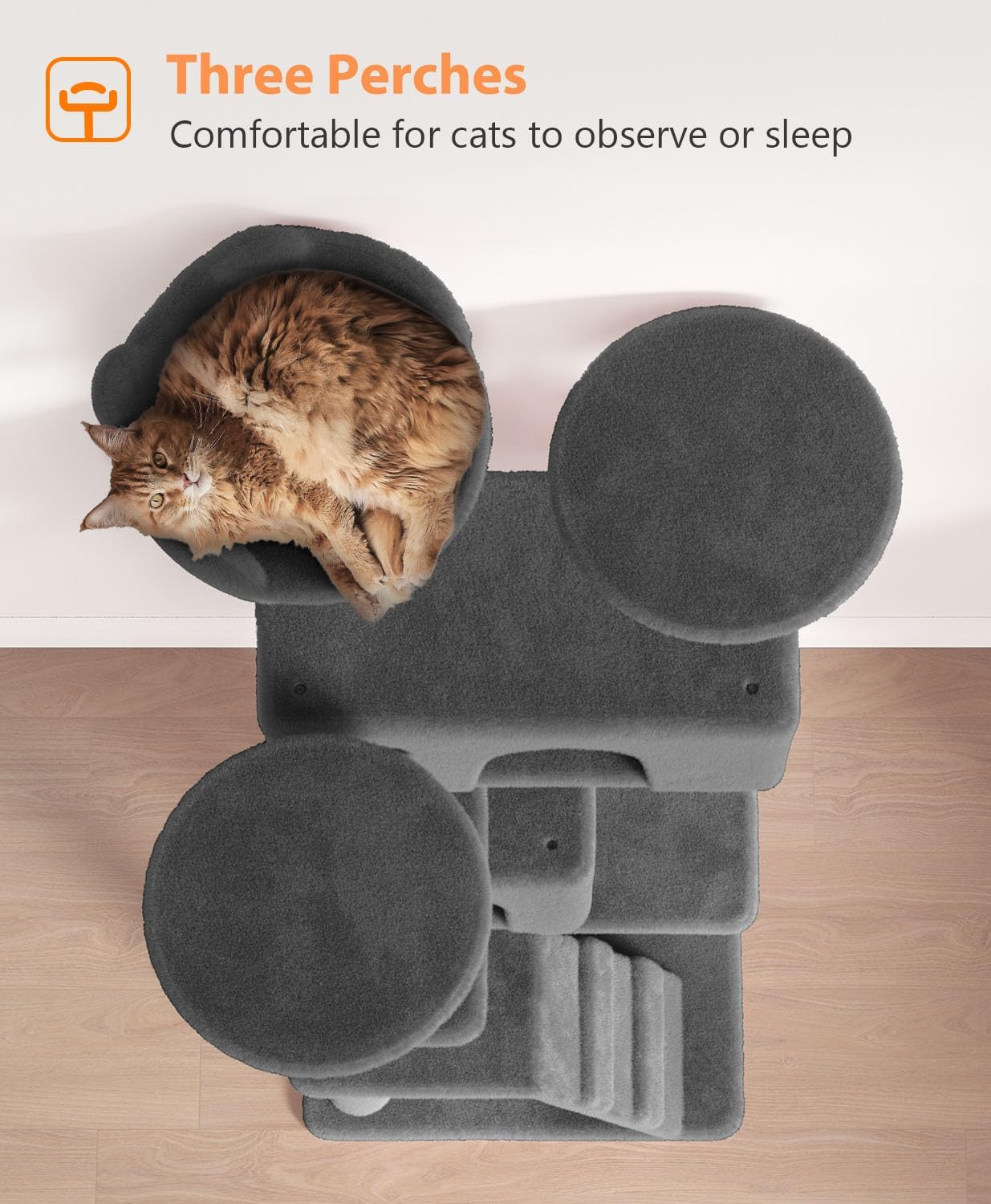 60" Cat Tree Tower for Indoor Cats Large Adult,Cute/Tall Modern Cat Tree for Big Cats 20 lbs, Plush Multi-Level Cat Condo with Scratching Posts,Dangling Ball (Smoky Gray, 60 inch)