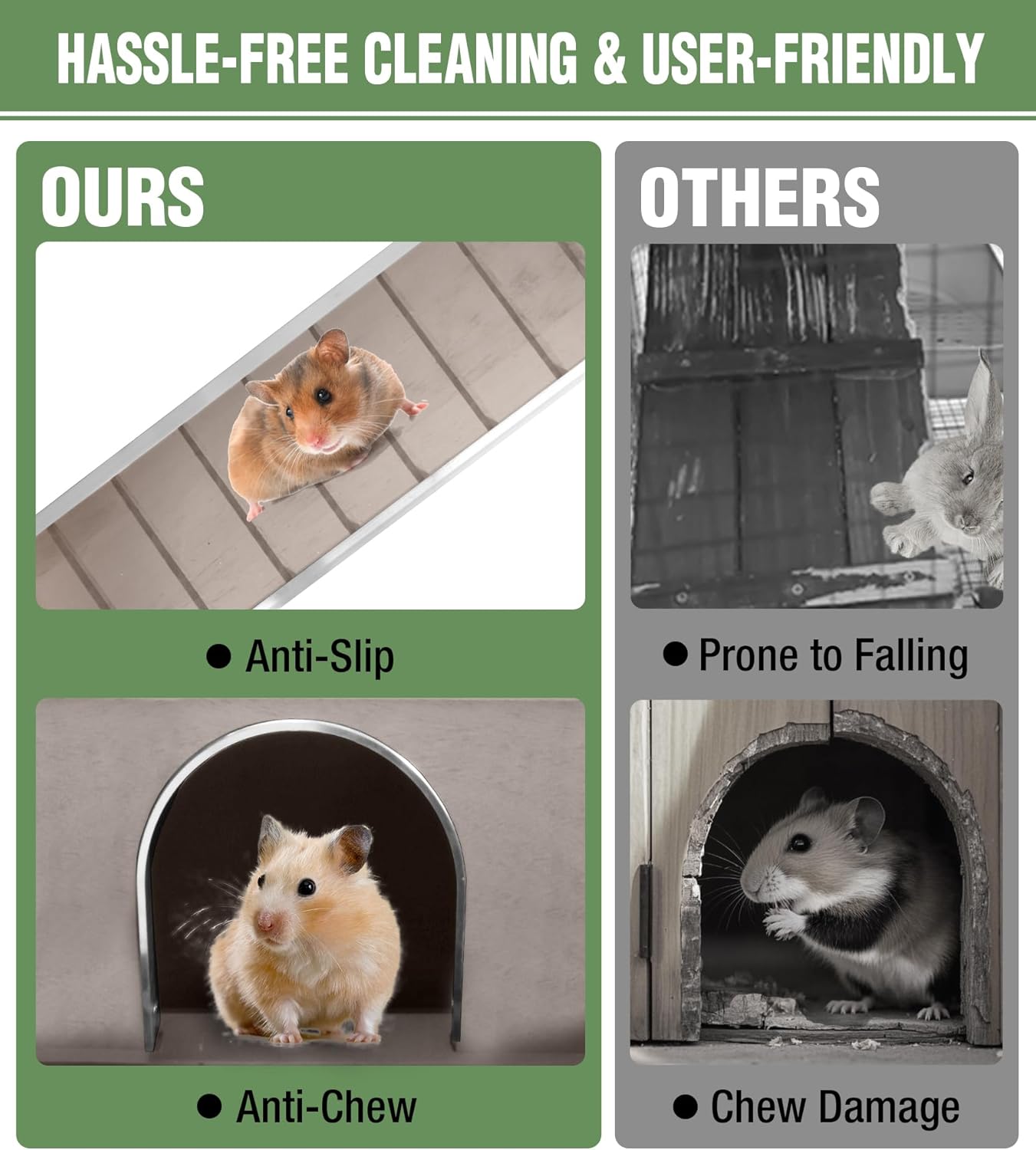 GUTINNEEN Guinea Pig Cage Rabbit Cage Indoor with Chew-Proof Edges, Clean Deep Tray, Leakproof PVC Layer, Small Animals Cage with Adjustable Legs - Brown