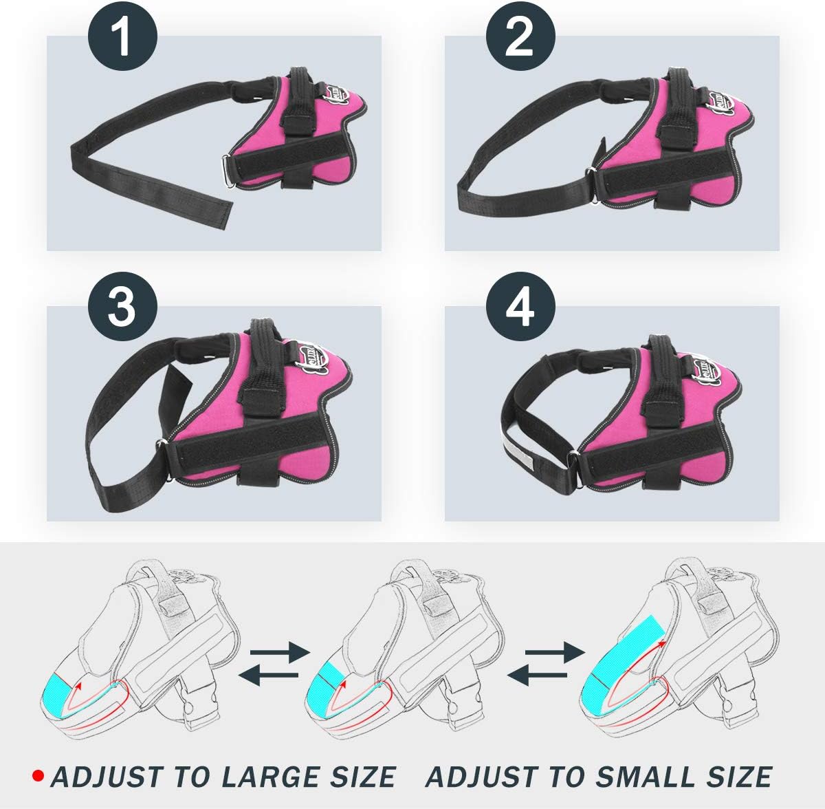 Bolux Dog Harness, No-Pull Reflective Dog Vest, Breathable Adjustable Pet Harness with Handle for Outdoor Walking - No More Pulling, Tugging or Choking (Rose red, M)