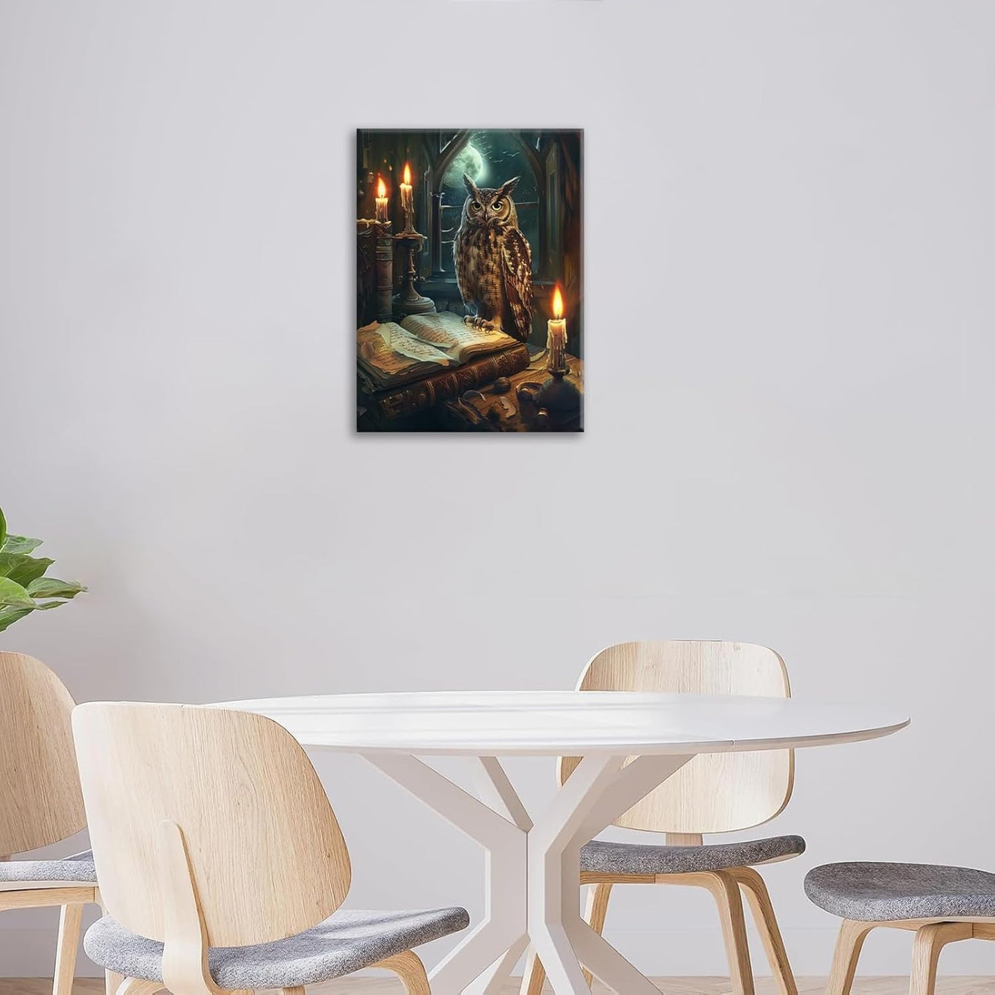 Owl Book Wall Art Vintage Canvas Wall Decor Prints Framed Painting Owls Pictures Gifts Artwork for Bathroom Living Dining Bedroom 16"x20"