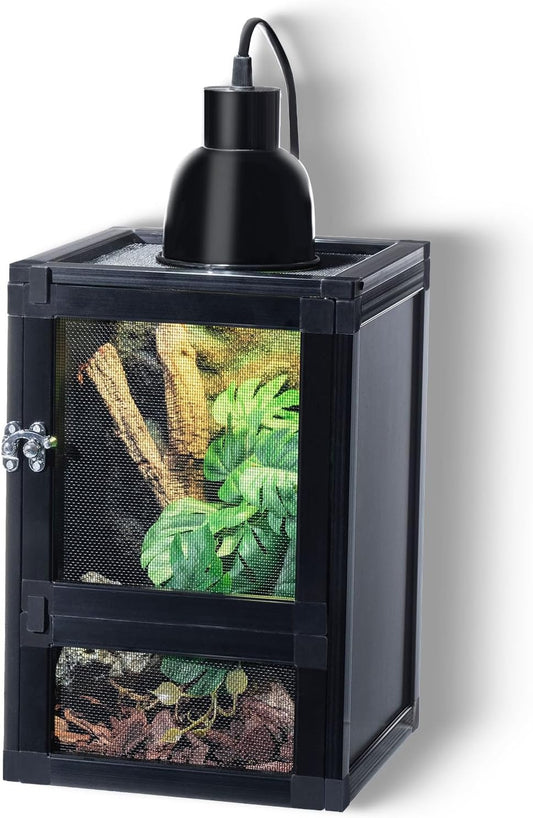 8" x 8" x 12" Small Reptile Cage, Rainforest Habitat with Screen Door, Ventilated Terrarium for Lizards, Frogs, Snakes, Easy Assembly