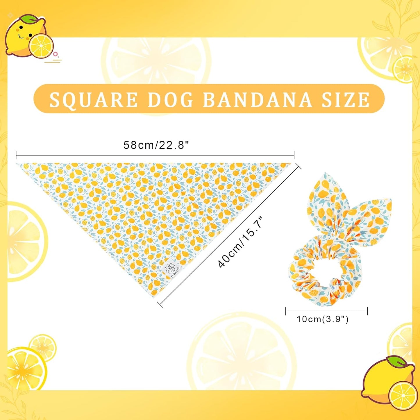 E-Clover Yellow Floral Dog Bandanas & Matching Scrunchie Set Summer Cute Dog Scarf Bibs Pet Bandana with Bow Tie for Small Dogs Puppy Owner Mom Spring