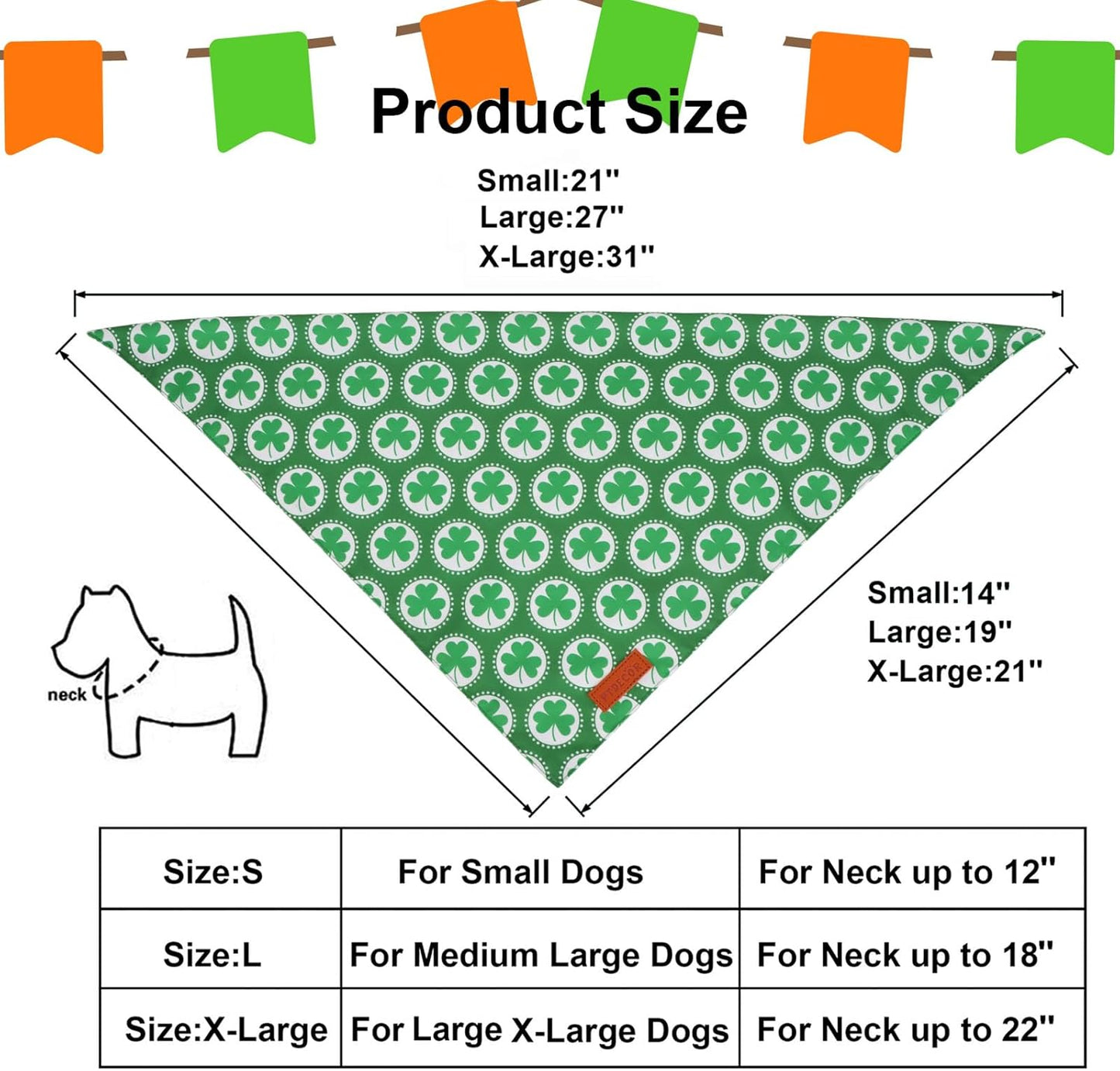 PTDECOR St.Patrick's Day Dog Bandana,Green Shamrock Reversible Holiday Dog Scarf, Multi Size, Triangle Irish Bandanas for Small Pets (Small)