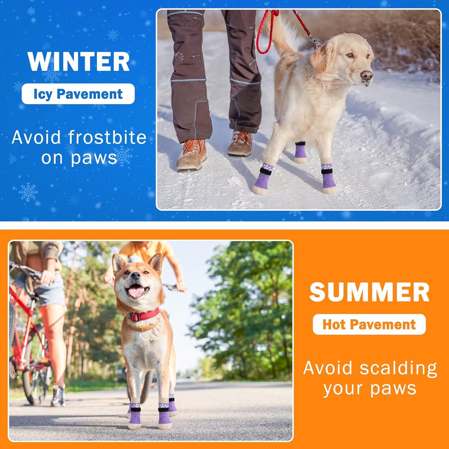 SCENEREAL Anti Slip Dog Sock to Prevent Licking Paws for Hardwood Floors, Boots & Paw Protector Shoes for Hot/Cold Pavement with Grippers, Double Sides Grips for Small Medium Large Senior Dogs, S