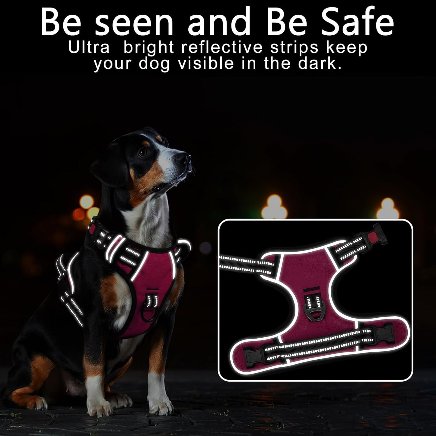 Timos No Pull Dog Harness, No Choke Front Lead Dog Reflective Harness, Adjustable Soft Padded Pet Vest with Easy Control Handle for Small Medium Large Dogs, S