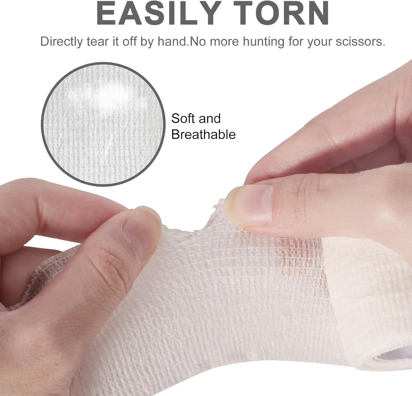 24 Pack Self Adhesive Bandage Wrap 2 Inch, White Medical Tape Elastic Cohesive Bandage Rolls Self Adherent, Self Sticking Tape First Aid Gauze for Sports, Leg, Knee, Ankle, Swelling, Wrist Sprains