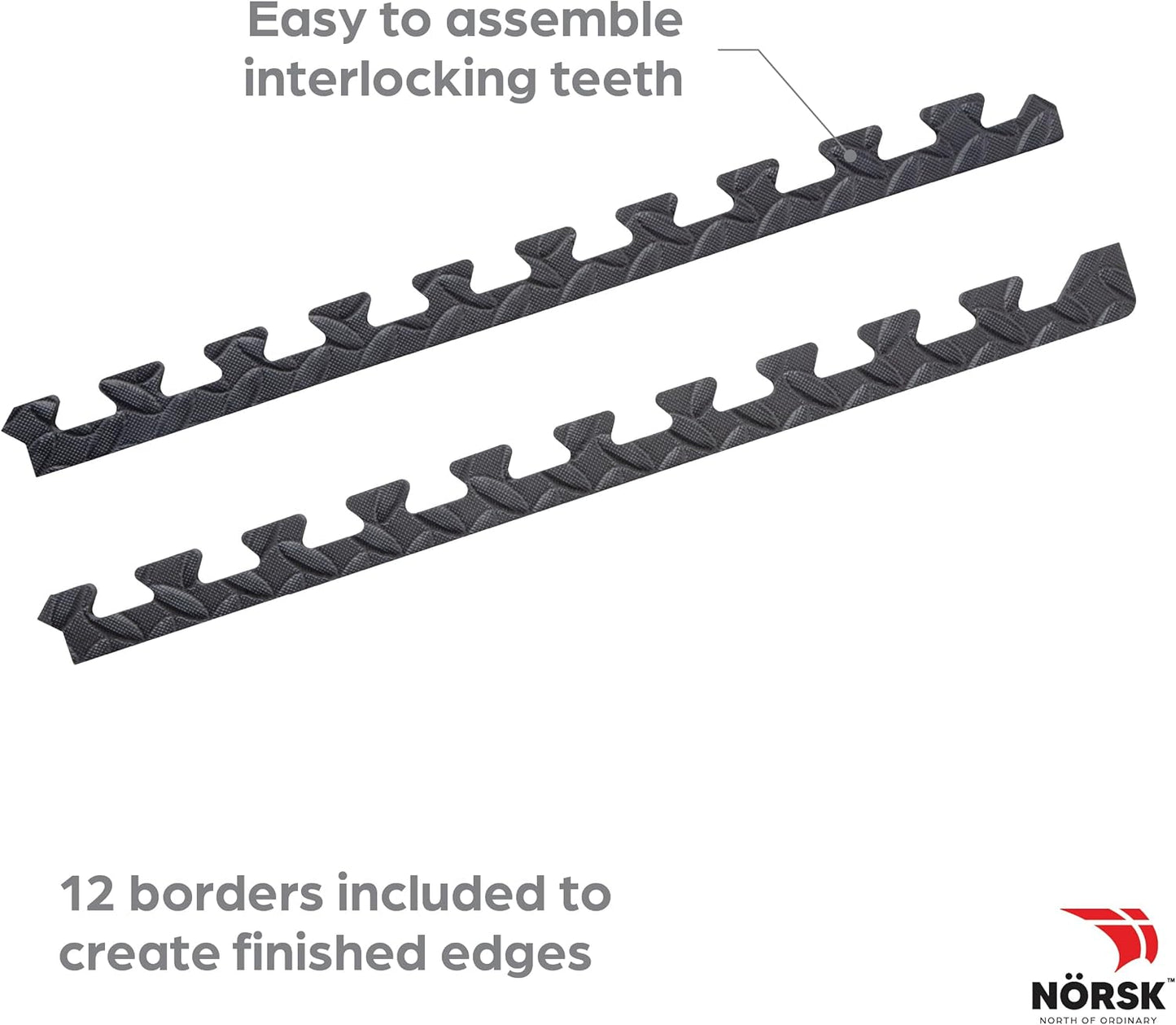 Norsk Foam Floor Gym Mats with Interlocking Tiles, .47" Thick, 24"x24", 54-Pack, 216 Square Feet, Diamond Plate Design, Grey