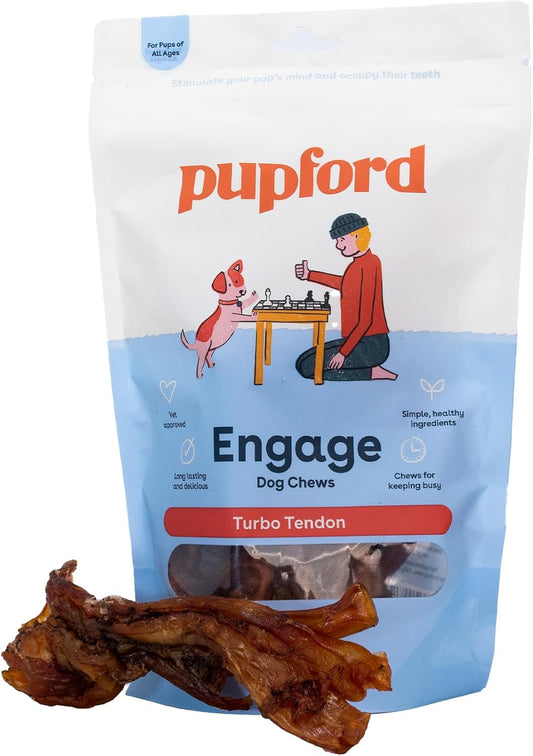 Pupford Turbo Beef Tendon Chews for Dogs & Puppies, All-Natural Dog Chew with Glucosamine for Joint Health, Long-Lasting Toy, Great for Teething (3 Count)