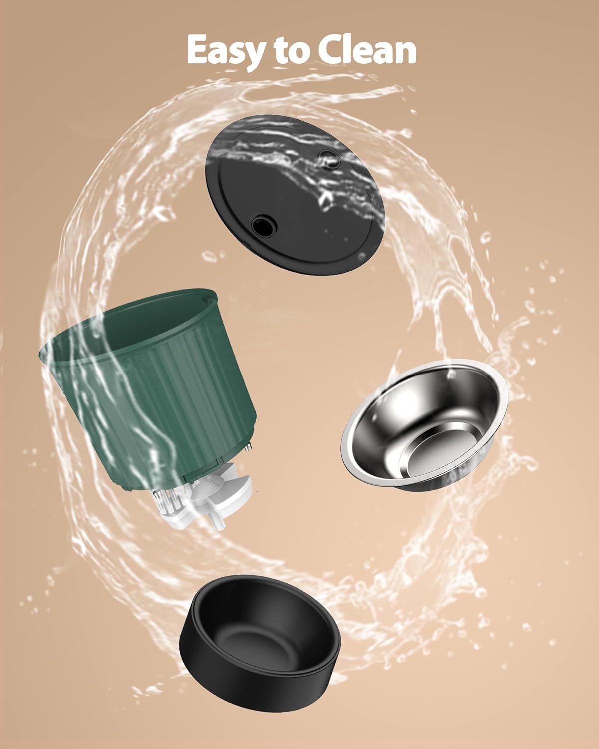 Petory Timed Automatic Cat Feeders - 4L Programable Dry Food Dispenser for Cats and Small Medium Dogs 6 Meals with Desiccant Bag Dual Power Supply 10S Voice Recorder