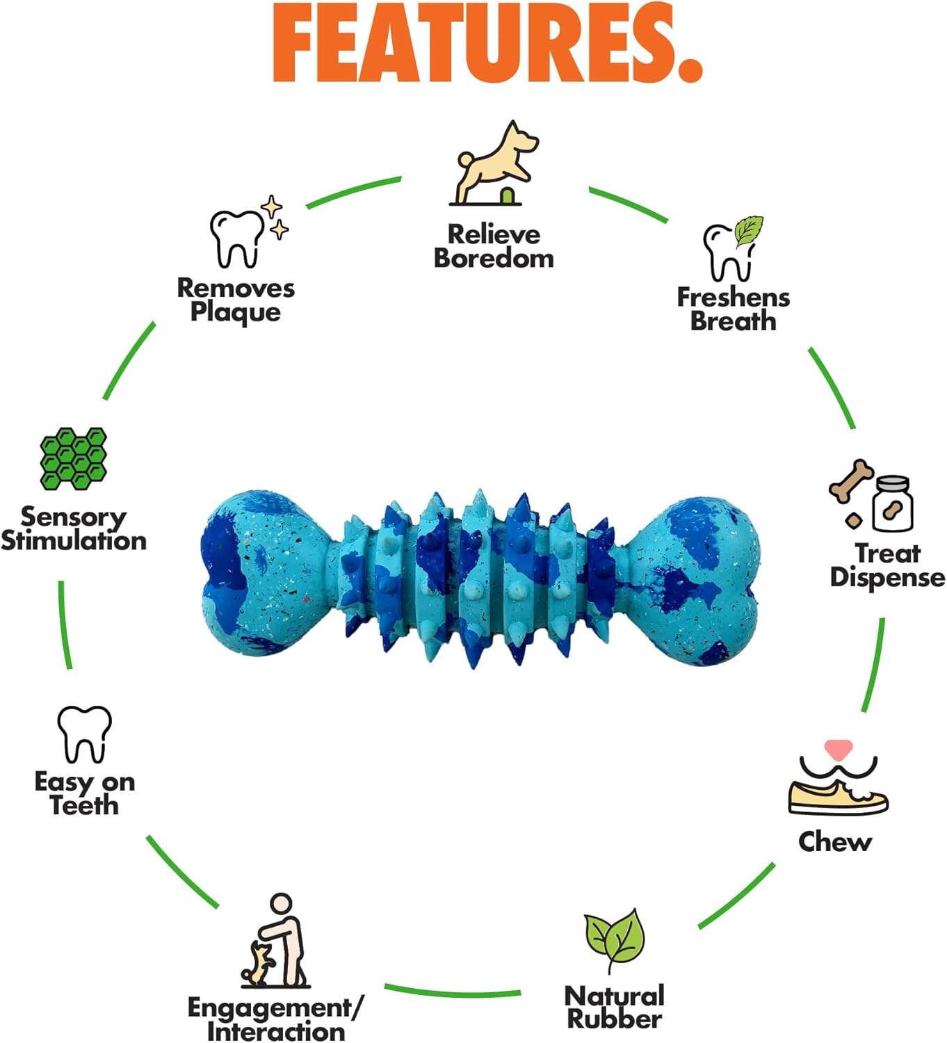 Max Fusion with Nike Grind, Arlee Spike Bone Dog Toy, Chew Toy for Play, Fetch, Tug, XL