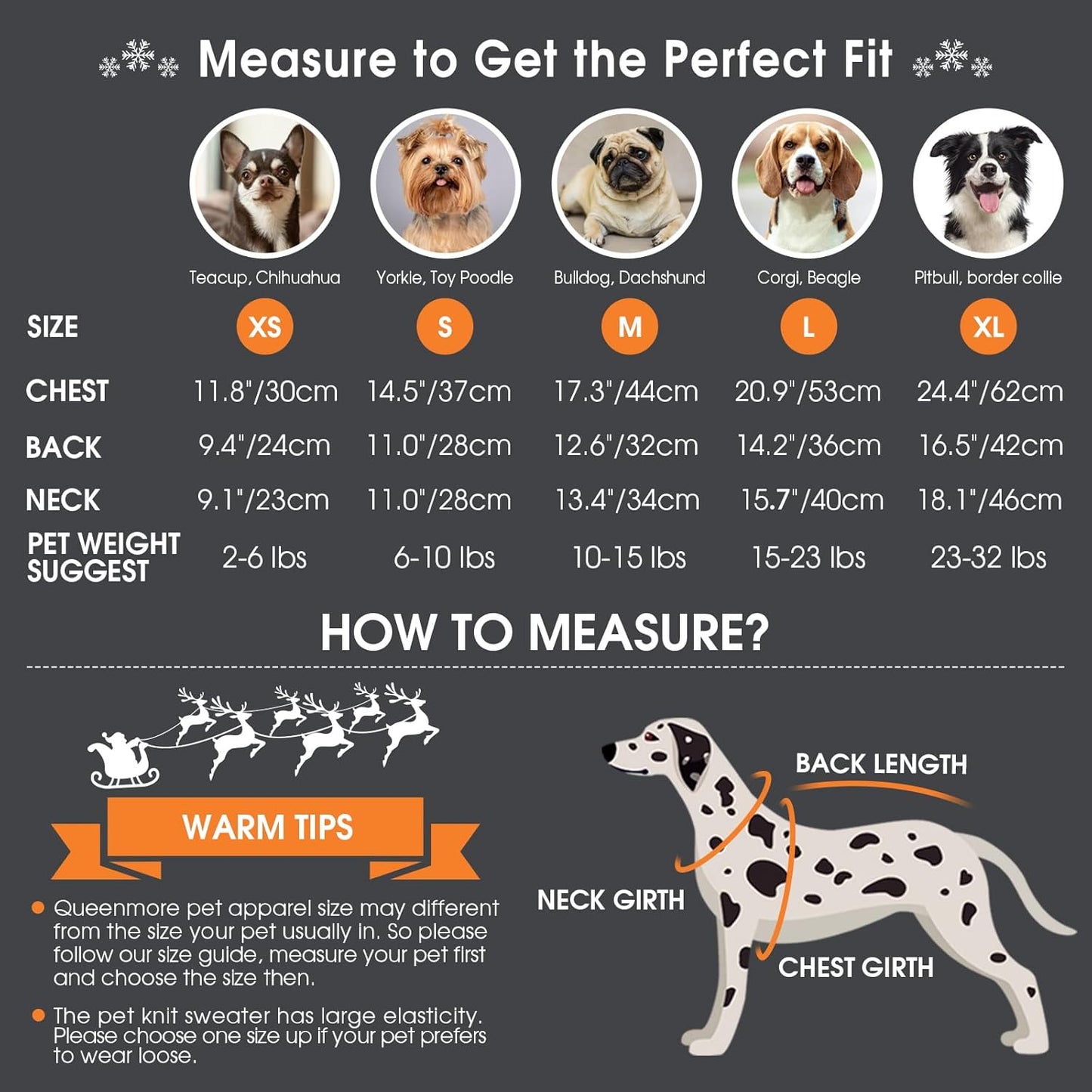 Queenmore Dog Christmas Sweater,Turtleneck Knitted Pullover Xmas Dog Clothes Sweatshirt,Pet Christmas Outfit, Warm Doggy Sweaters for Small Dogs Boy Girl M