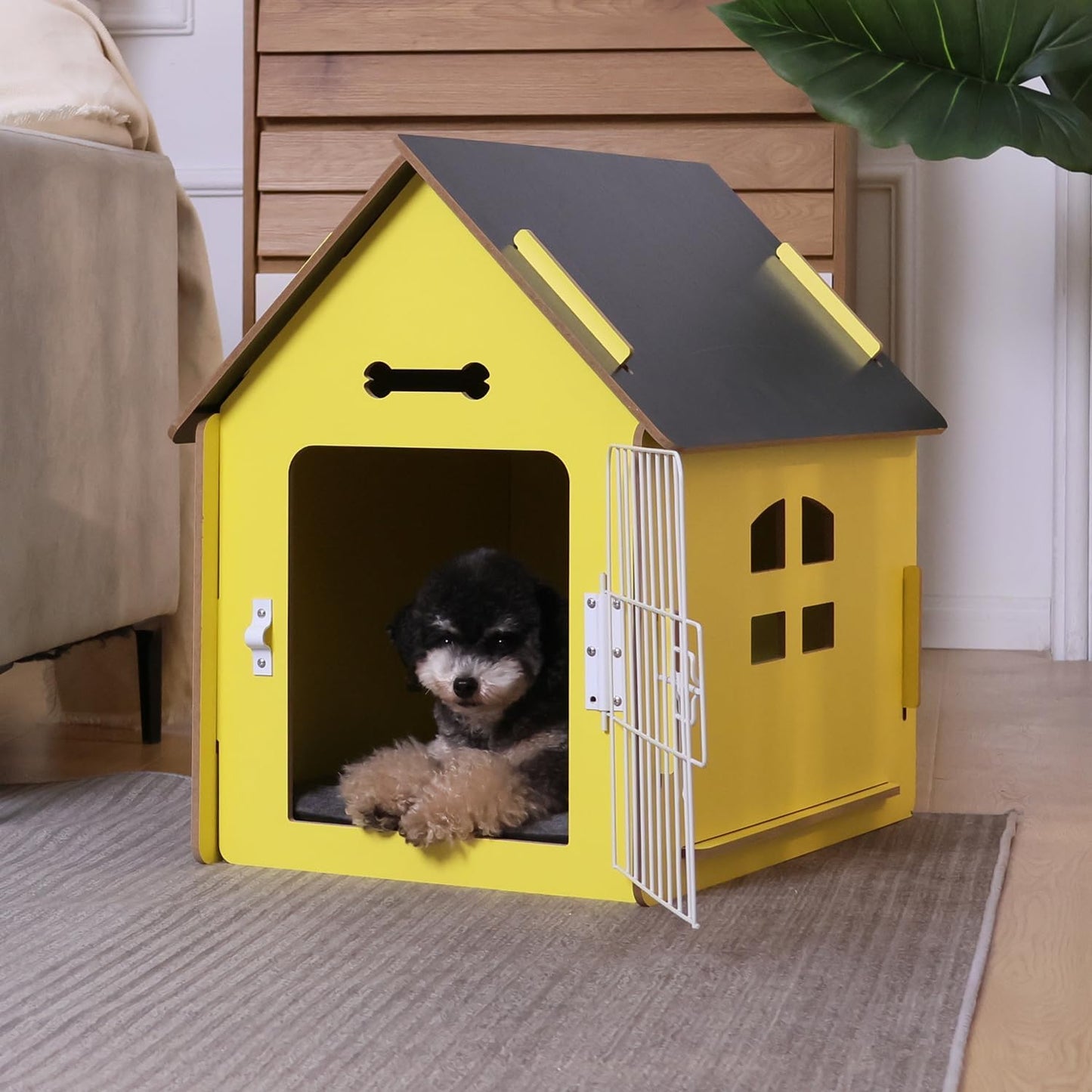 Dog House Indoor for Small Dogs or Cats, Cozy Wooden Design, Small Indoor Bed House, with Air Vents and Elevated Floor Warm Dog Cave