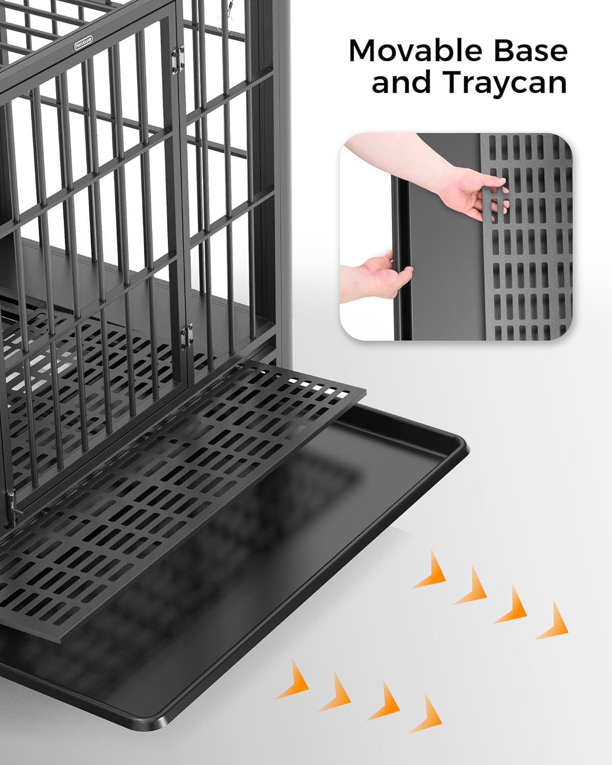 48 Inch Indestructible Heavy DutyDog Crate for Large Dogs with Removable Tray,High Anxiety Double Door,Arc Corner Design for Safe Use