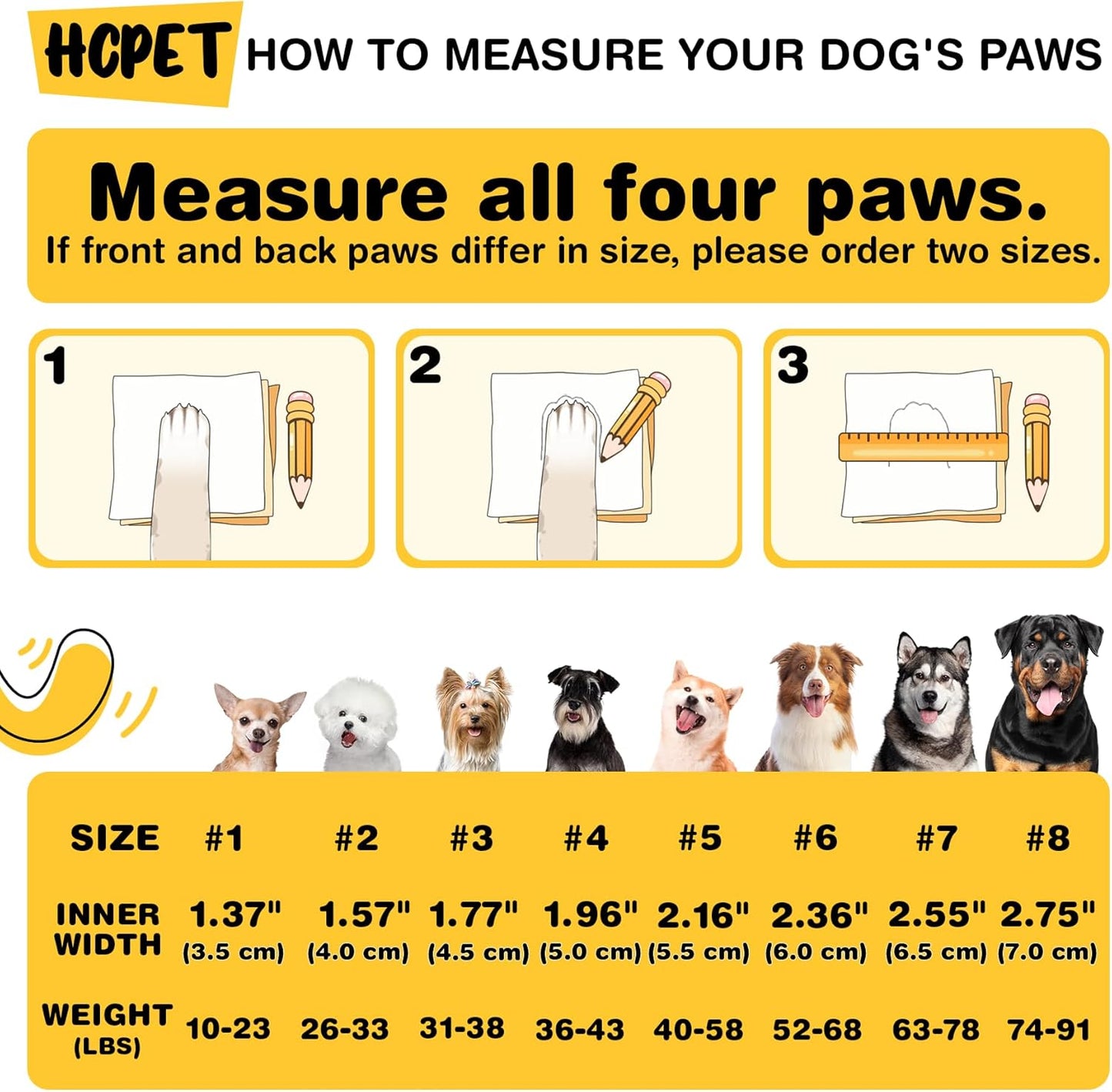 Hcpet Dog Shoes, Dog Boots & Paw Protectors for Winter Snowy Days, Rainy Weather, Outdoor Anti-Slip Sole Dog Booties for Hardwood Floor Black-Leg 8