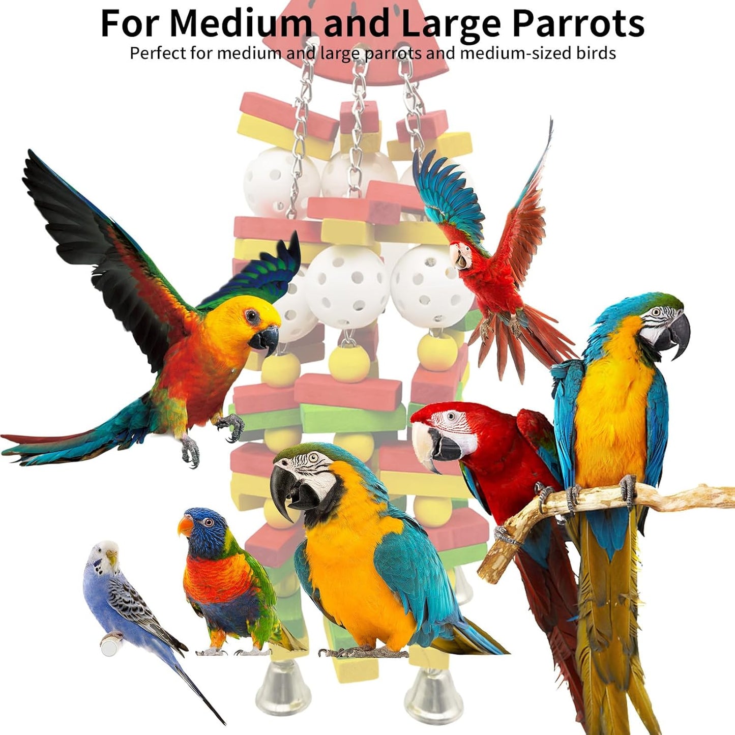 Bird Toys Parrot Toys for Large Birds Parrots, Cockatoos, Cockatiels, Parakeets, Cockatiel Cage Perch Stand Bird Cage Toy Parakeet Accessories