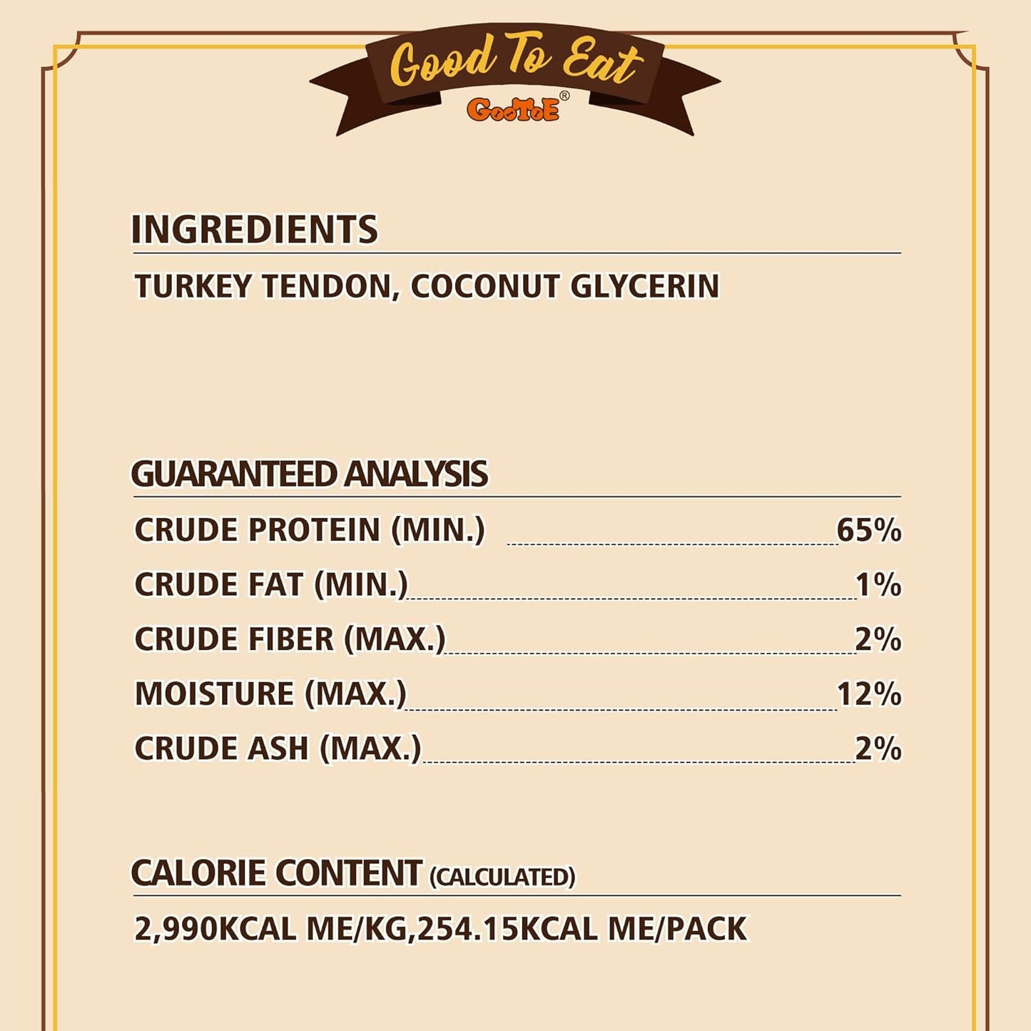 Gootoe Turkey Tendons for Dogs –All-Natural, Hypoallergenic Dog Treats, Rawhide Alternative, Long Lasting Puppy Chews, Healthy Dog Treats for Medium Breeds, Sliced (M), 3 oz Pack (85 g)