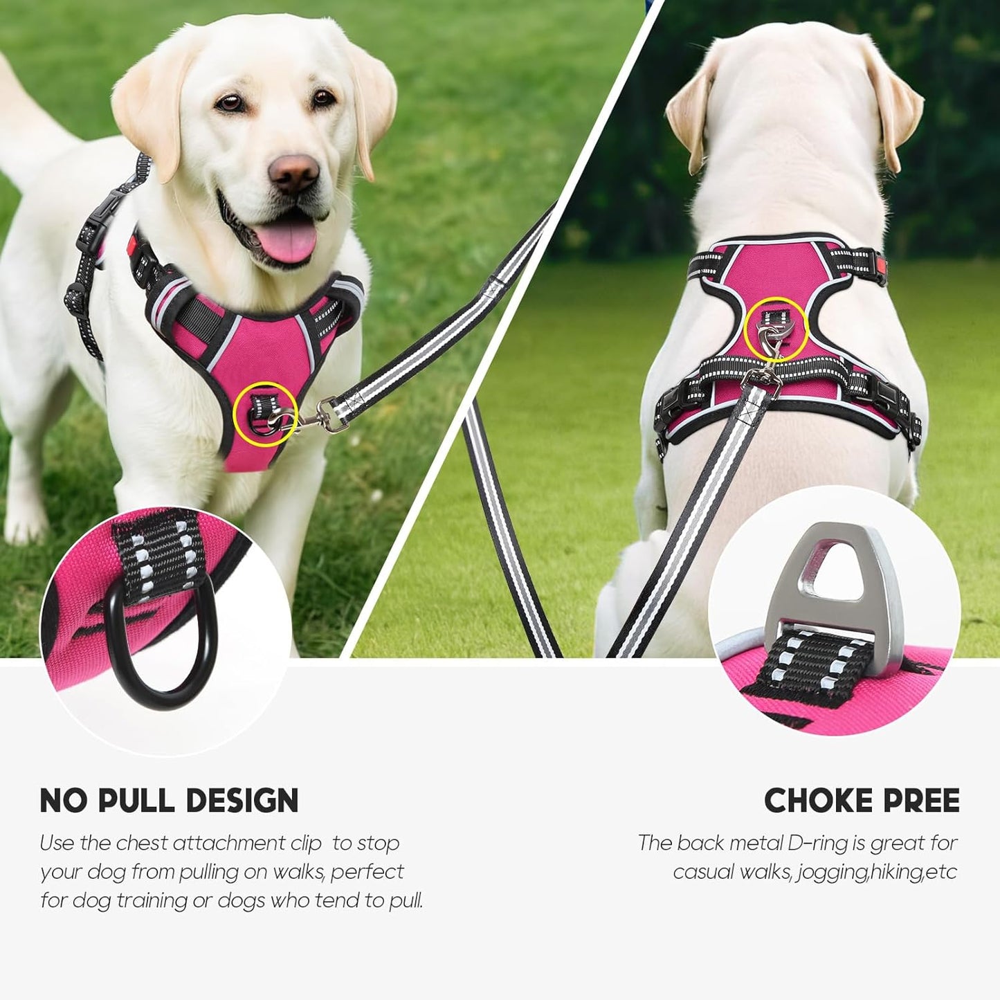 Timos No Pull Dog Harness, No Choke Front Lead Dog Reflective Harness, Adjustable Soft Padded Pet Vest with Easy Control Handle for Small Medium Large Dogs, S