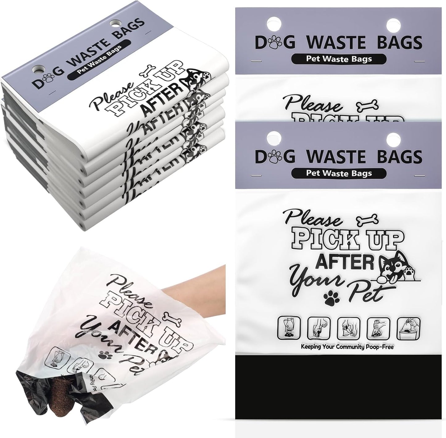 Ireer 1000 Pcs Thick Header Dog Waste Bags Bulk Dog Poop Station Refills Pet Waste Bags Thicker Leakproof Disposal No More Warm Yuck Feeling for Home Outdoor Parks Communities Hoas