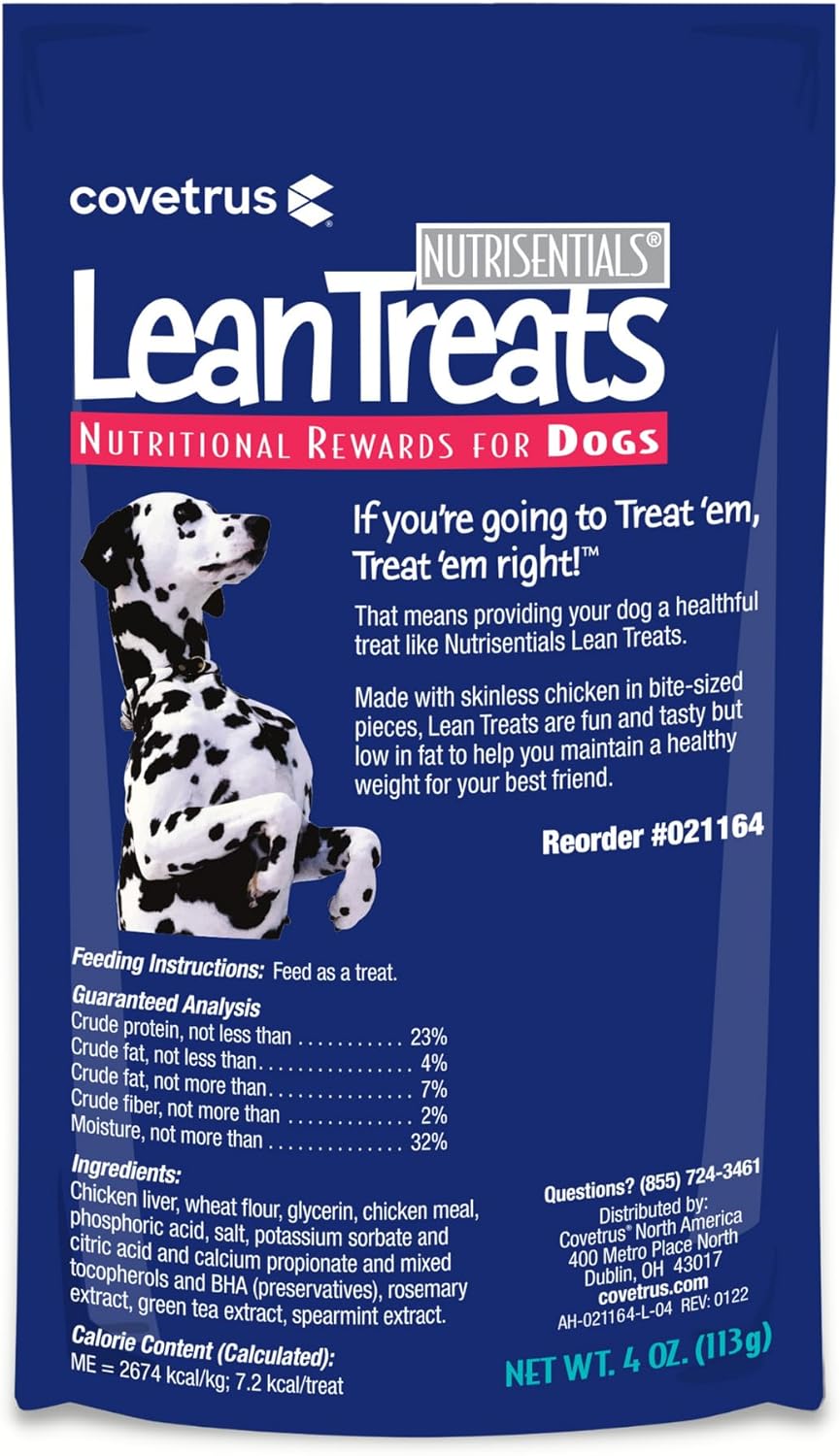 Covetrus Nutrisential Lean Treats for Dogs - Small, Medium & Large Dogs (K9) - Nutritional Low Fat, Bite-Size - Soft Chicken Flavor - 6 Pack - 4oz