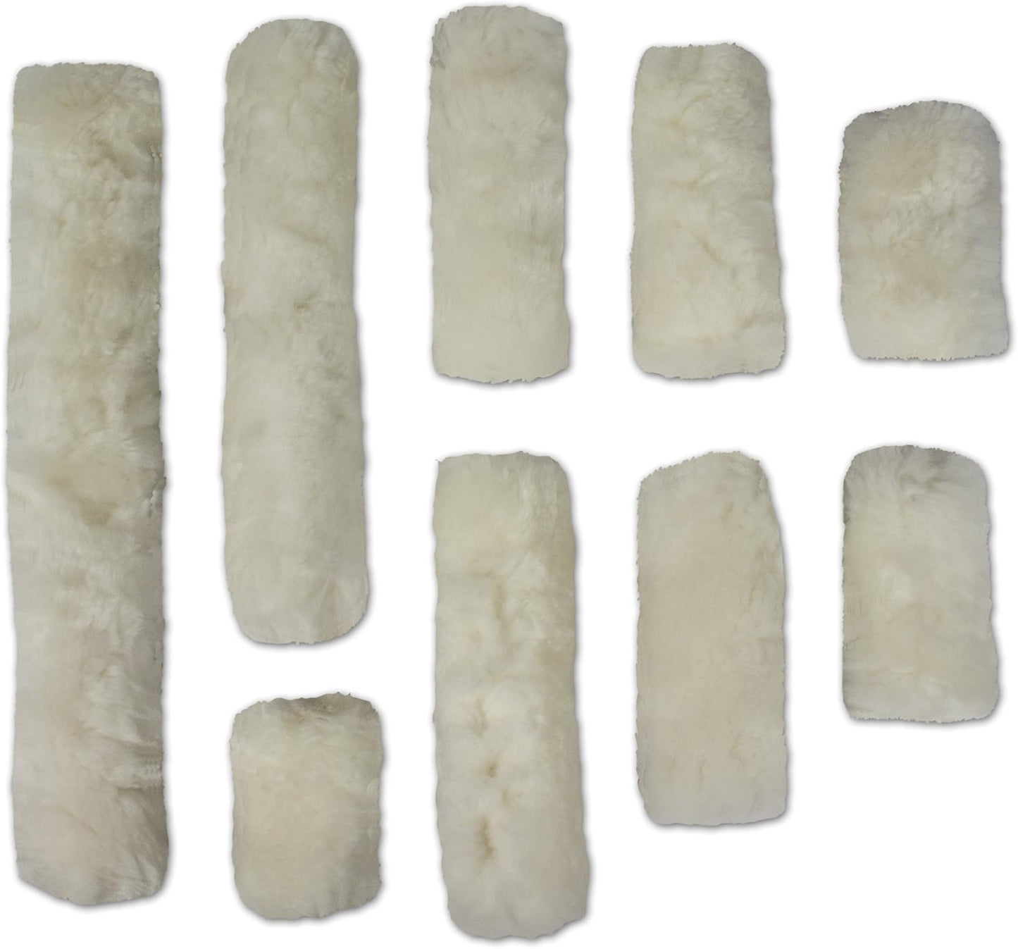 ECP Equine Comfort Products Merino Sheepskin Halter Fleece Set for Horses, 100% Natural Wool, Chafe Protection, Breathable Relief & Cushioned Comfort, Machine Washable, 9-Piece Set, White