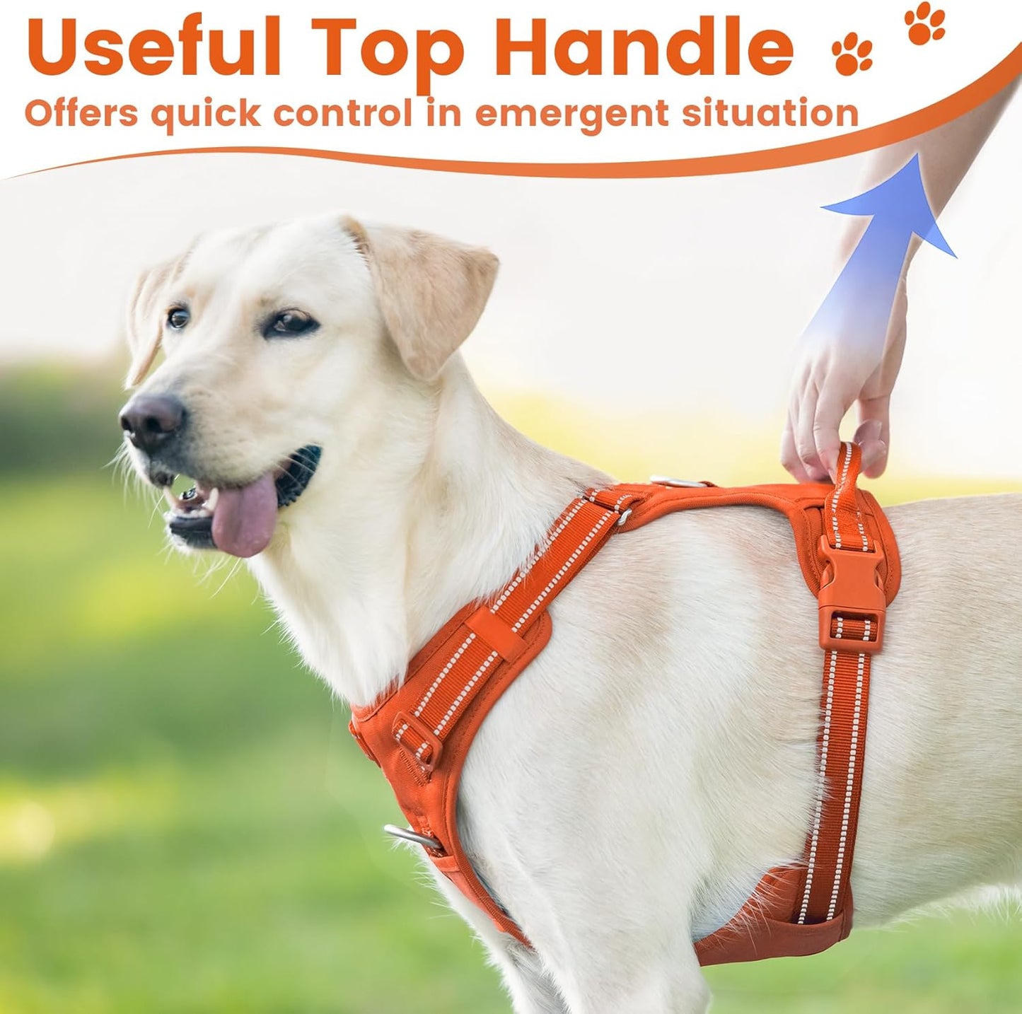 No Pull Dog Harness, Reflective Puppy Vest for Small Medium Large Sized Dog(Orange,S)