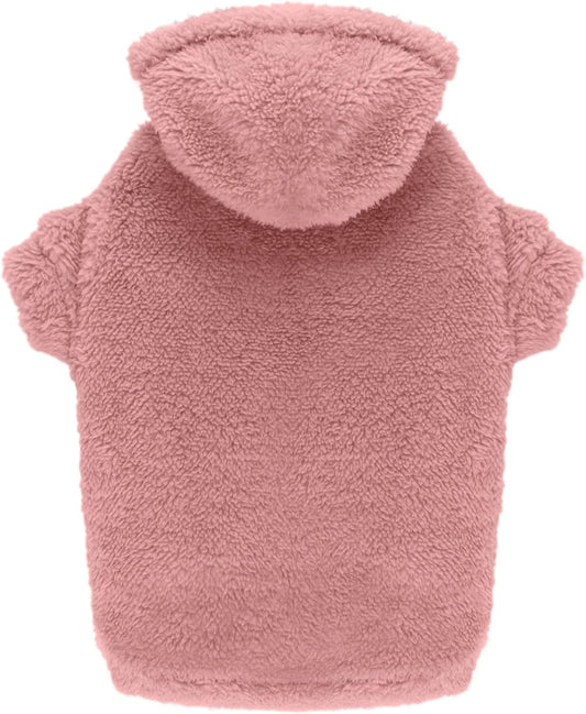 Fuzzy Dog Sweaters for Large Dogs Pet Hoodie Clothes Warm Soft Pet Coats Hooded Sweatshirt Dog Hoodie for Large Dogs(Pink-L)