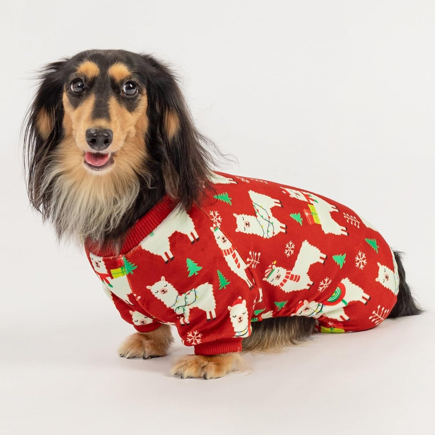 Fitwarm Christmas Alpaca Dog Pajamas, Christmas Clothes for Small Dogs Boy Girl, Holiday Pet Outfit, Red, Green, White, Large