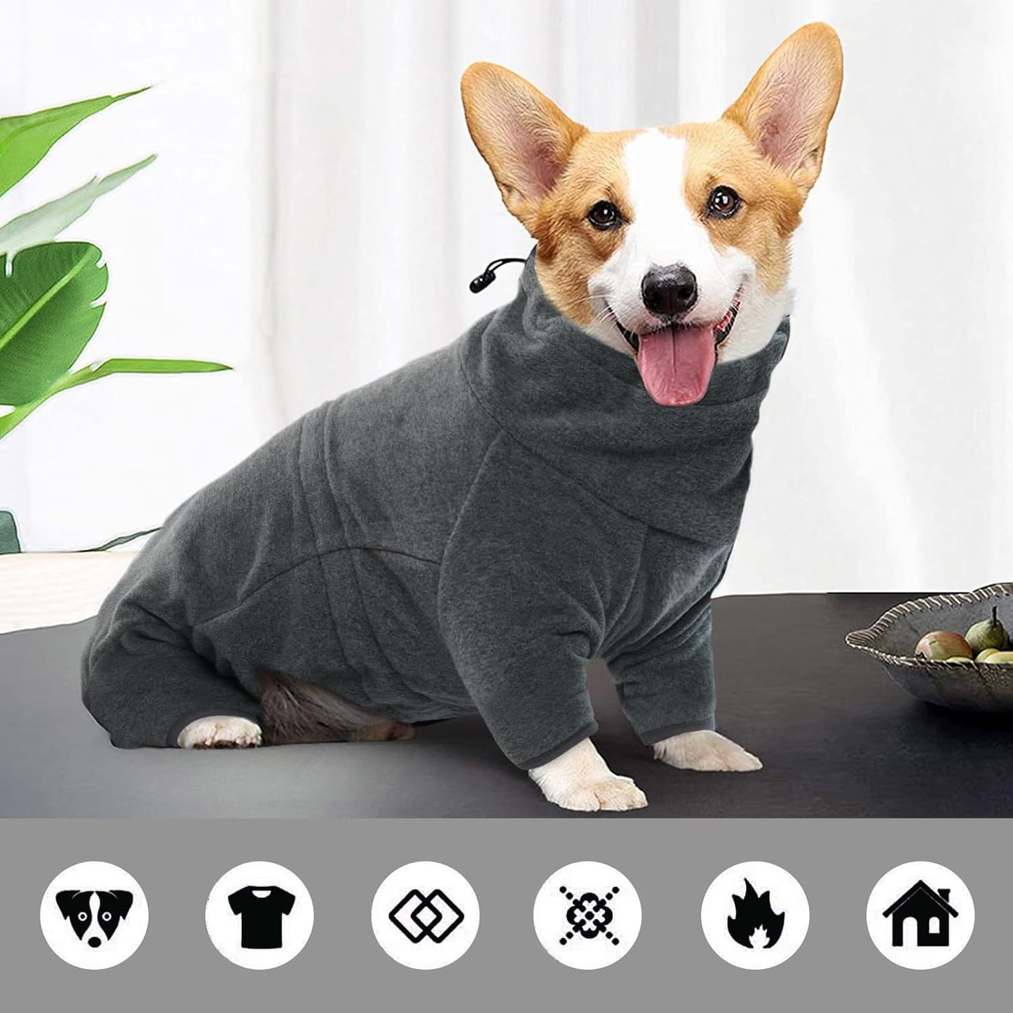 ROZKITCH XL Dog Pajamas, Pet Windproof Warm Cold Weather Jacket Vest Cozy Jumpsuit Apparel Outfit Clothes for Small Medium Large Dog Walking Hiking Sleep Grey XL
