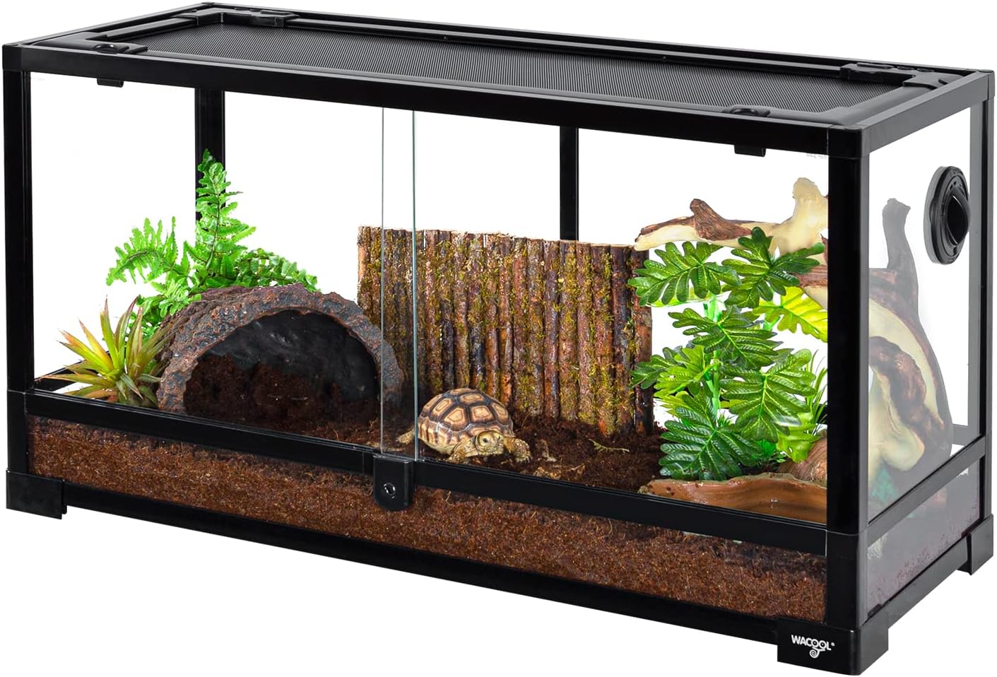 Large Reptile Tank 25 Gallon, 360°Full Vision Glass Reptile Terrarium with Top Mesh Lid for Beaded Dragon Lizard Gecko Snake Hermit Crab Use, 30"(W) X 12"(D) X 16"（H）
