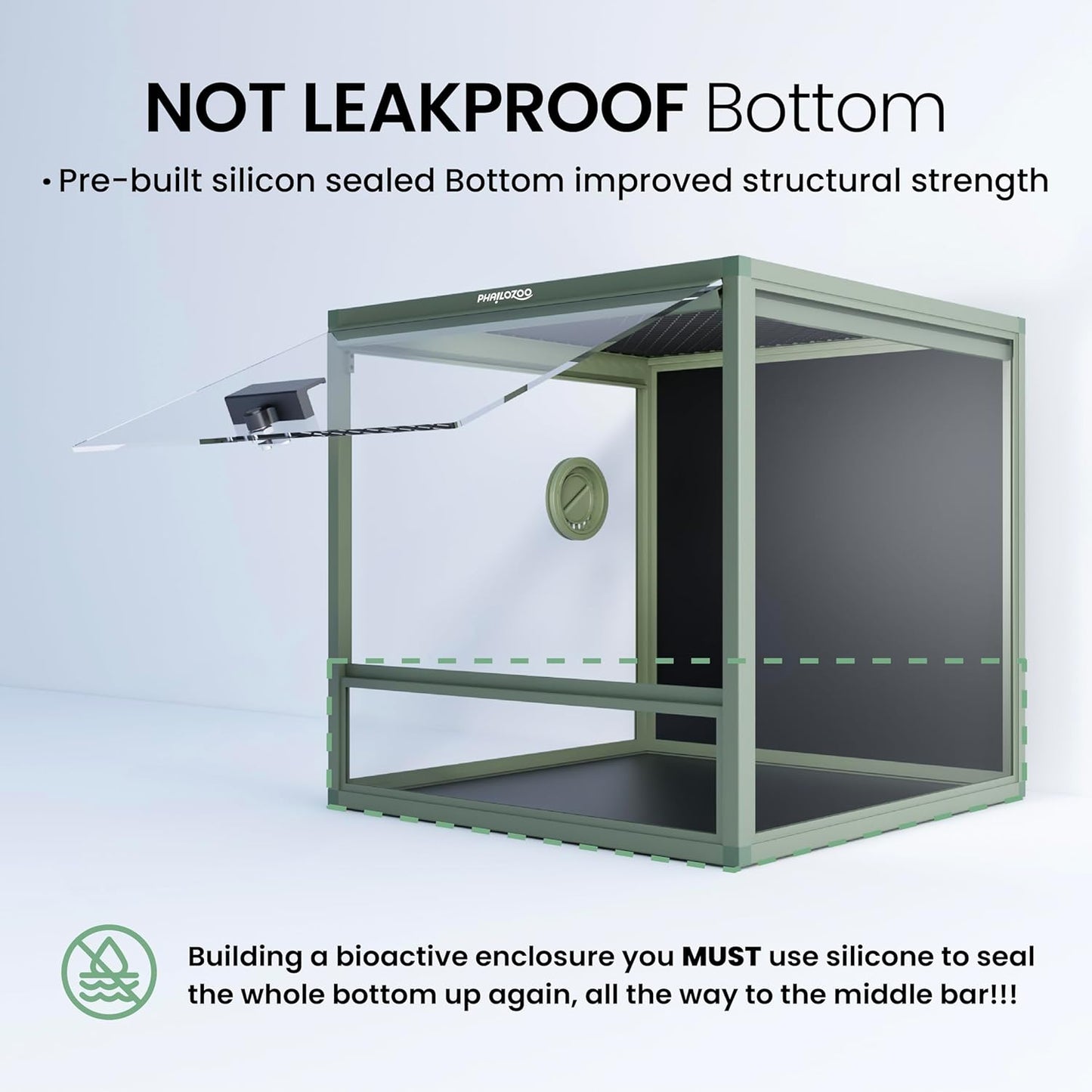 MagicCube 18'' x 18'' x 18'' Reptile Tank with Lock, 24 Gallon Reptile Terrarium with Flip-Up Tempered Glass Door, Top Screen Ventilation for Leopard Gecko - Bottom Not Leakproof