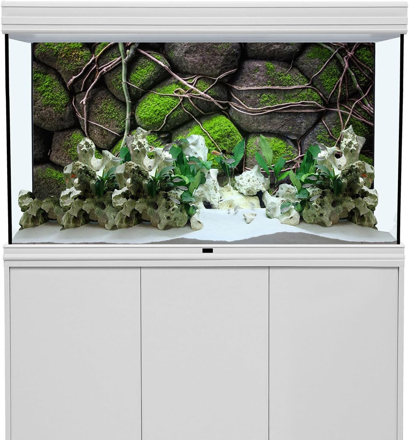 AWERT 24x12 inches Stone Aquarium Background Rock Fish Tank Background Rocky Terrarium Background Vinyl