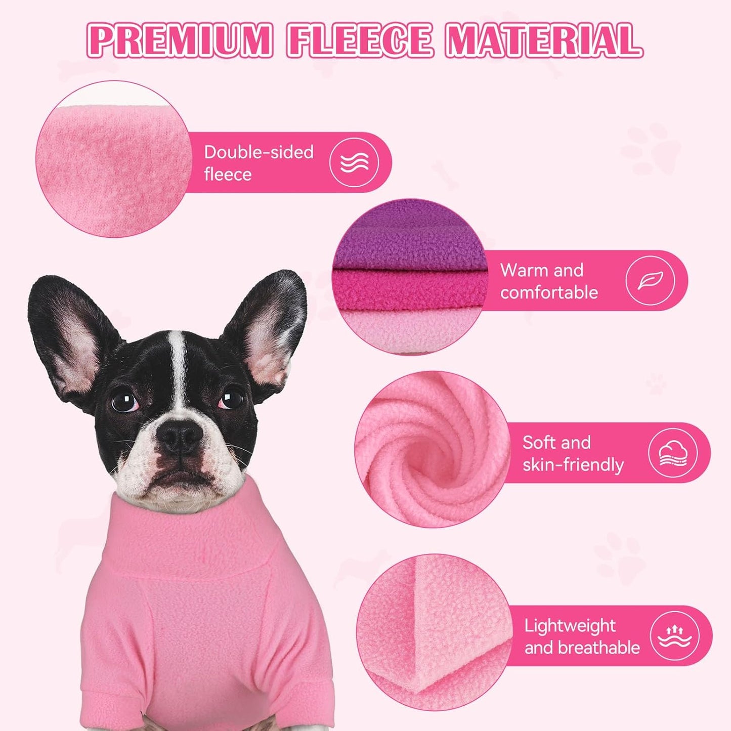 3 Pack Dog Sweaters for Large Dogs, Fleece Dog Sweater Large Pet Clothes Turtleneck Soft Warm Sweatshirt Boy Girl Pet(Pink+Hotpink+Purple,L)