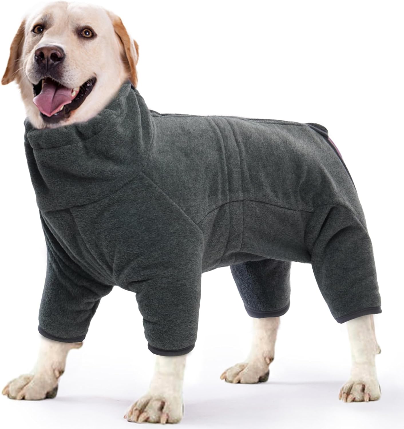 ROZKITCH Dog Warm Pajamas, Pet Windproof Warm Cold Weather Jacket Vest Cozy Jumpsuit Apparel Outfit Clothes for Small Medium Large Dog Walking Hiking Sleep Grey S