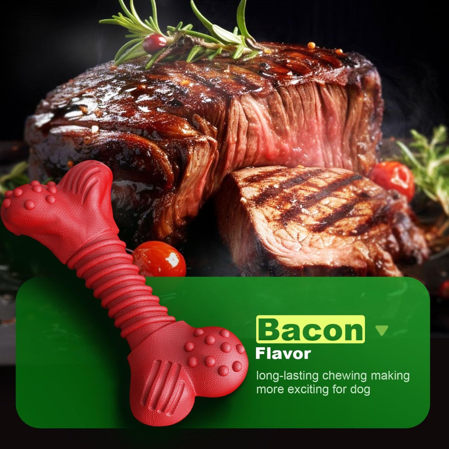 Dog Toys for Aggressive Chewers, Dog Toys for Medium Large Dogs, Natural Rubber Dog Chew Toys with Beef Flavor, Indestructible Chew Toys for Aggressive Chewers (red)