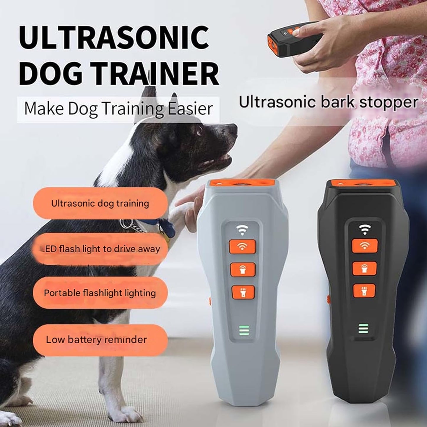 No Bark Ultra, Nobark Ultra Dog Bark Deterrent Device - Long Range Ultrasonic Anti Barking Device for Indoor & Outdoor, Stop Puppy from Crying at Night, Rechargeable Bark Shield for Dogs (Black*1)