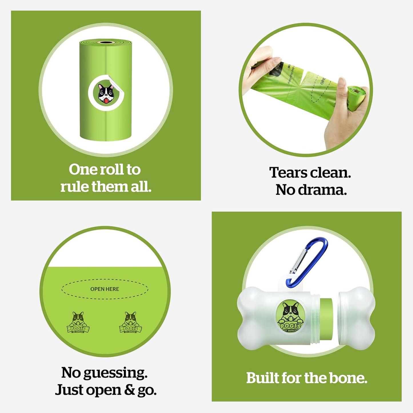 Pogi's Compostable Poop Bags – Leak-Proof, Extra-Large, Made with Plants – 18 Rolls (270 Bags)