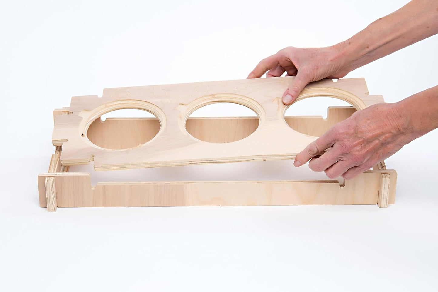 Small Pet Select - Raised Bowl Holder with Three Feeding Bowls for Rabbits, Cats, Dogs, and Other Small Animals