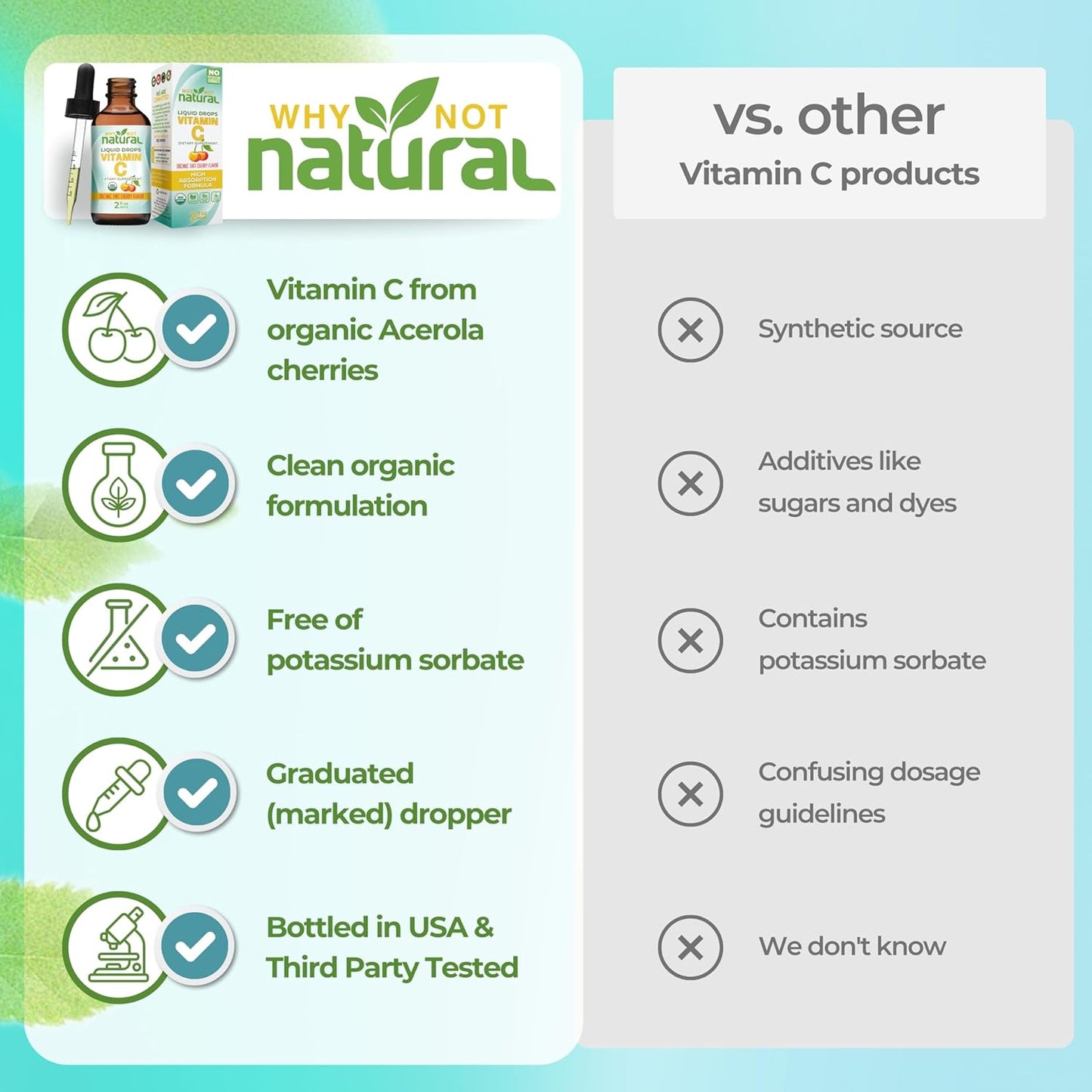 Why Not Natural Organic Liquid Vitamin C Drops Supplement
