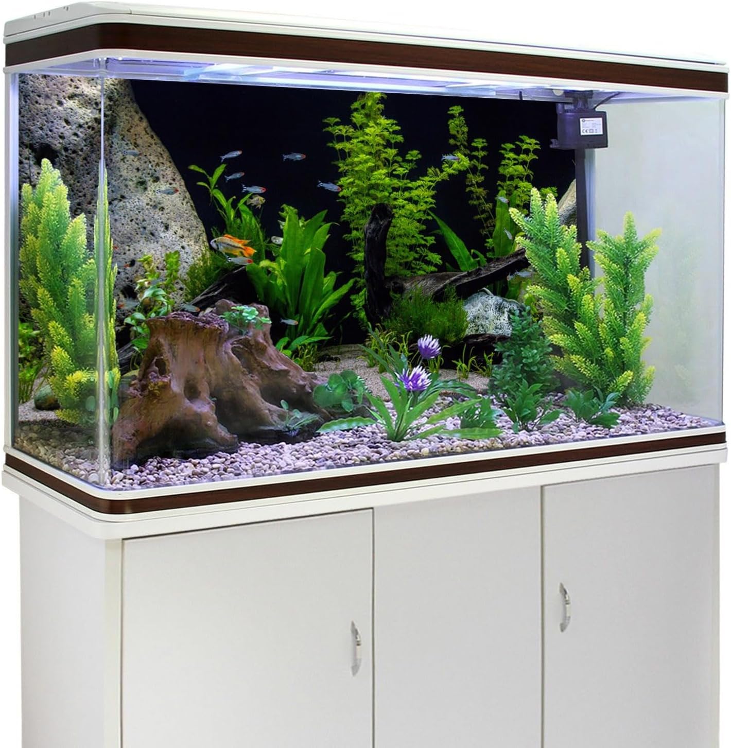 AWERT Vinyl Underwater Aquatic Plant Fish Tank Background Stone River Bed & Lake Aquarium Background 36x18 inches