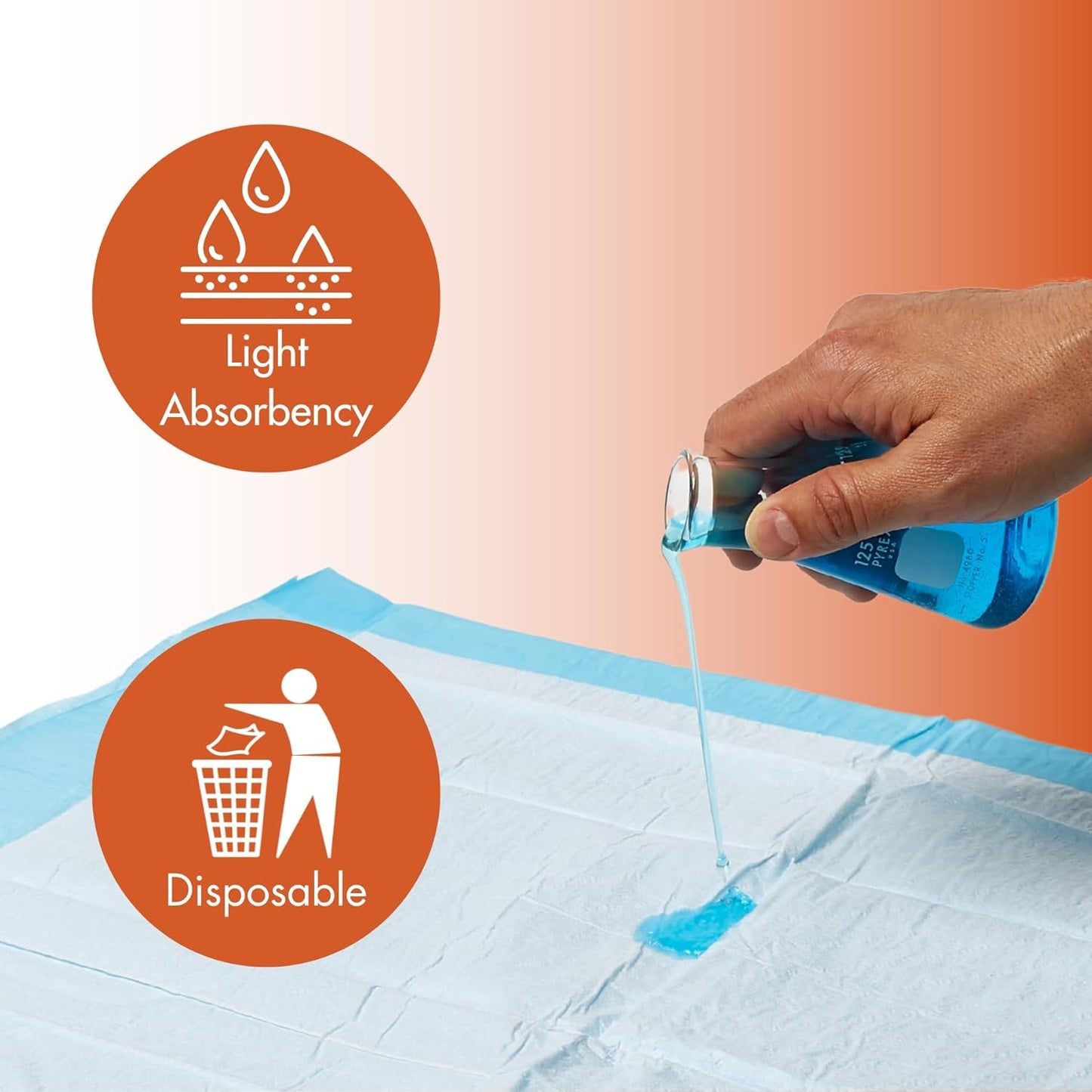 Caring Disposable Underpads 30 x 30 in, Light Absorbency Bed Pads, Chucks Pads, Puppy Pads, Baby Changing Pads, Incontinence Underpads for Adults, Pets, Babies, 50 Count Pack