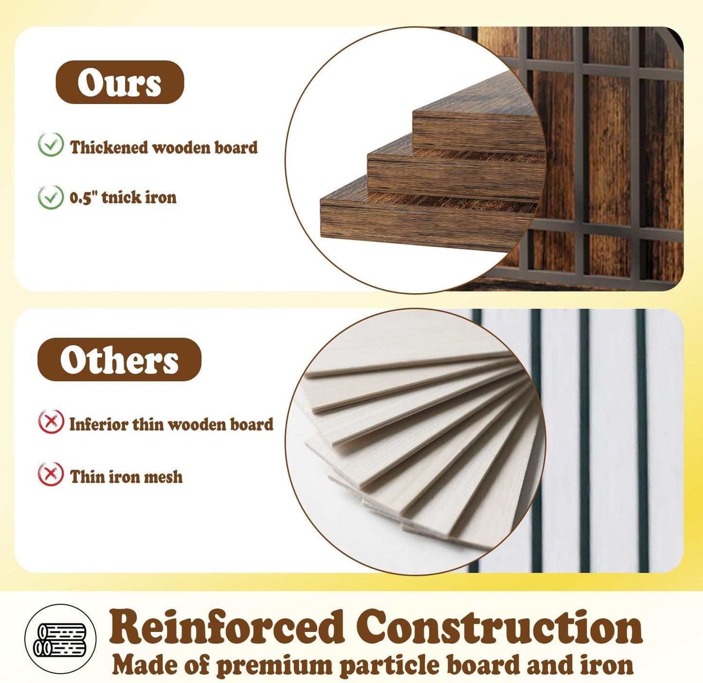 COZPAW 52 Inch Dog Crate Furniture, Extra Large Dog Kennel Indoor for XLarge Breed, Heavy Duty Dog Cage with Double Elegant Arched Doors, Decorate as TV Stand & End Table-Retro Brown